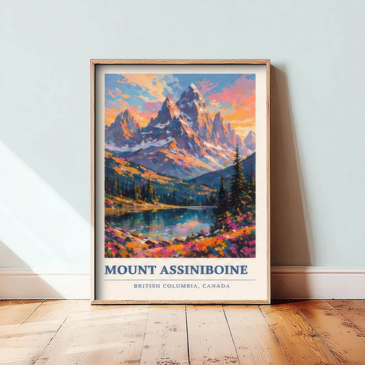 Mount Assiniboine Travel Poster - Art Print - Vibrant Mountain Illustration - British Columbia Wall Art 1/3