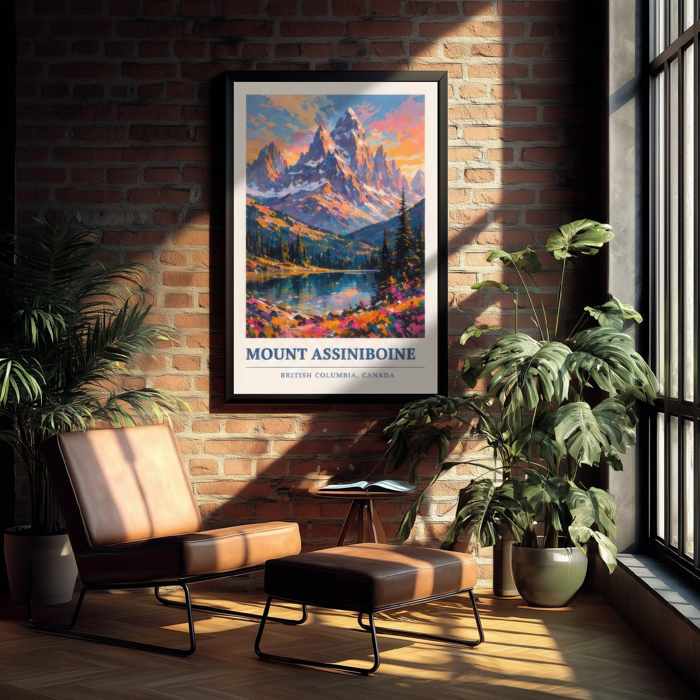 Mount Assiniboine Travel Poster - Art Print - Vibrant Mountain Illustration - British Columbia Wall Art 1/3