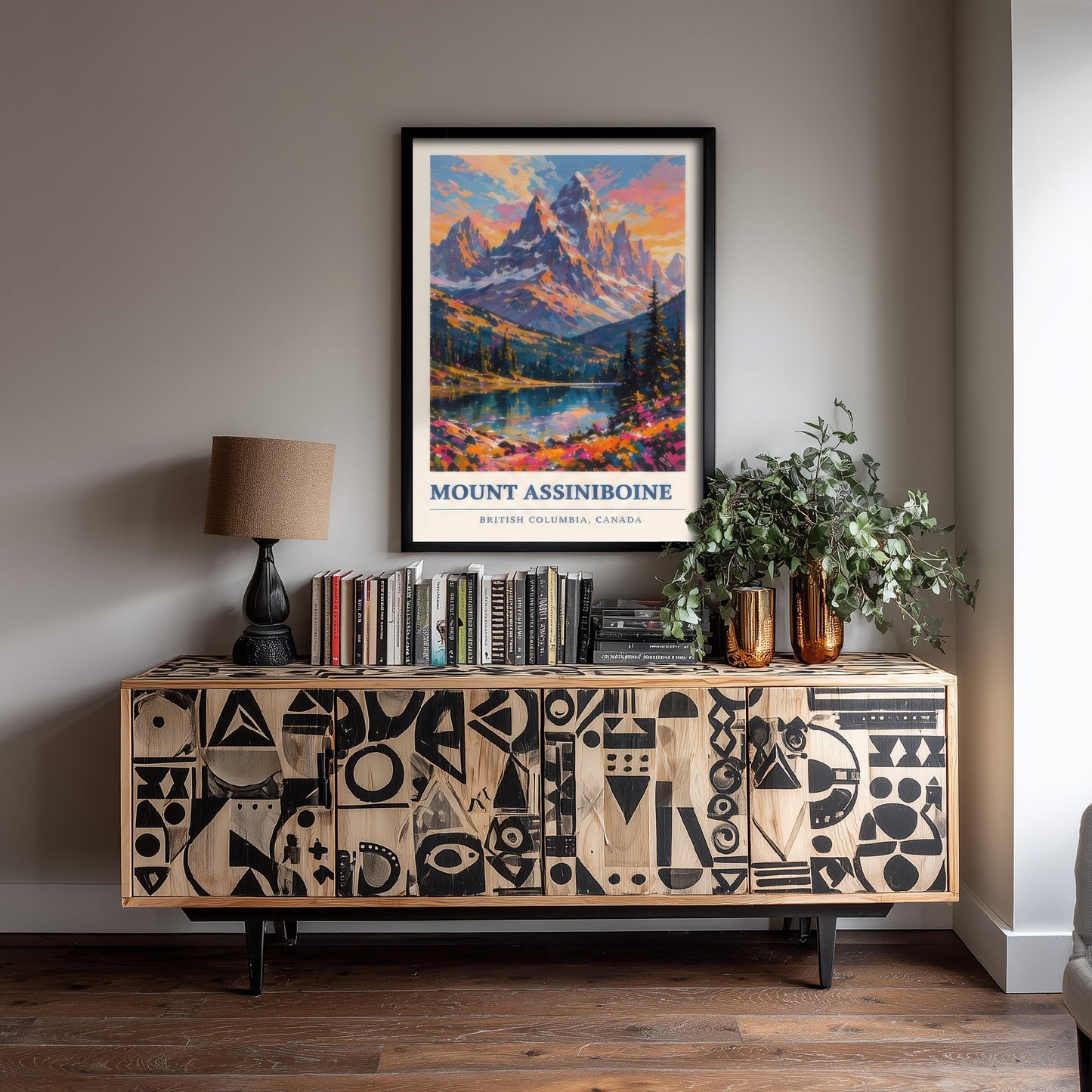 Mount Assiniboine Travel Poster - Art Print - Vibrant Mountain Illustration - British Columbia Wall Art 1/3