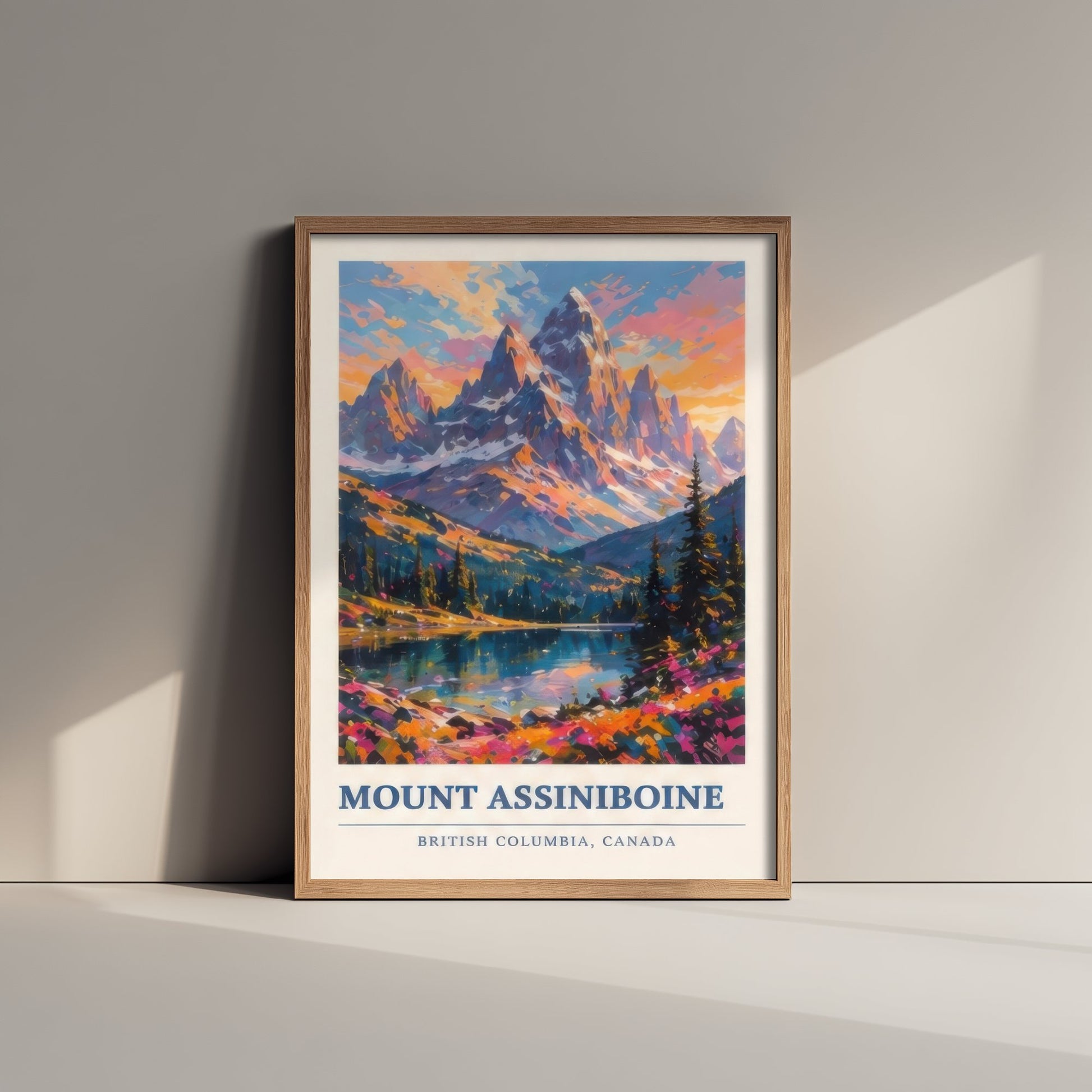 Mount Assiniboine Travel Poster - Art Print - Vibrant Mountain Illustration - British Columbia Wall Art 1/3