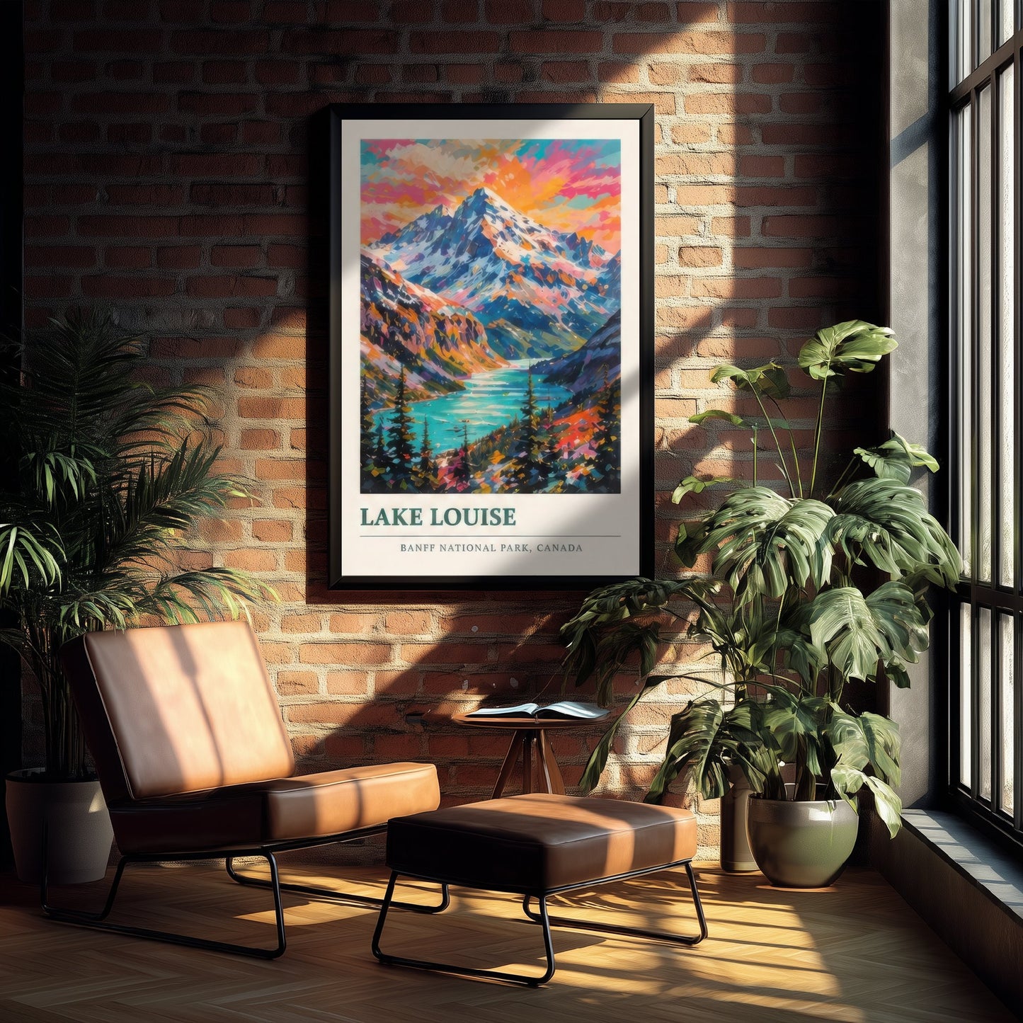 Lake Louise Banff Travel Poster - Art Print - Vibrant Mountain Illustration - Canada Wall Art 2/3