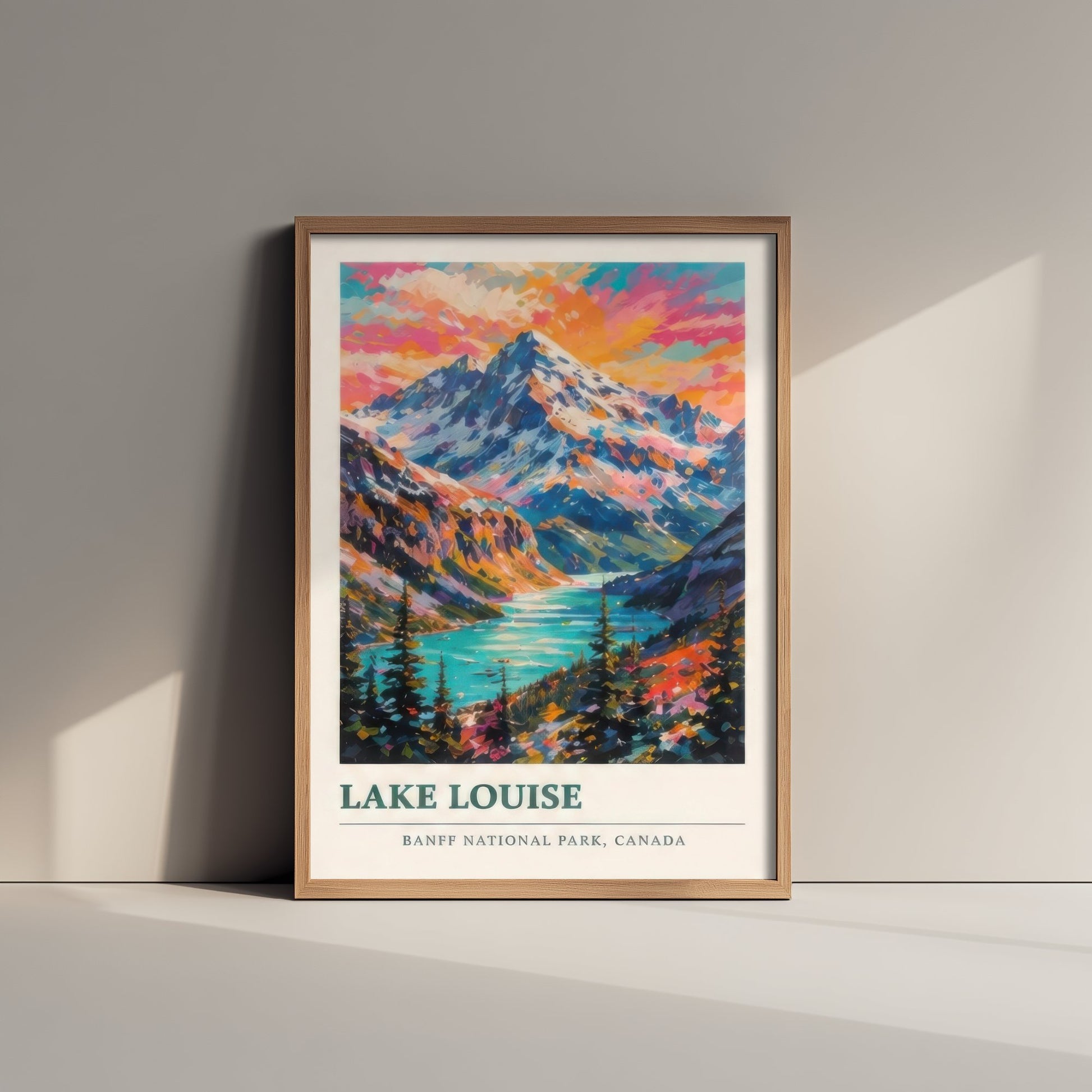 Lake Louise Banff Travel Poster - Art Print - Vibrant Mountain Illustration - Canada Wall Art 2/3