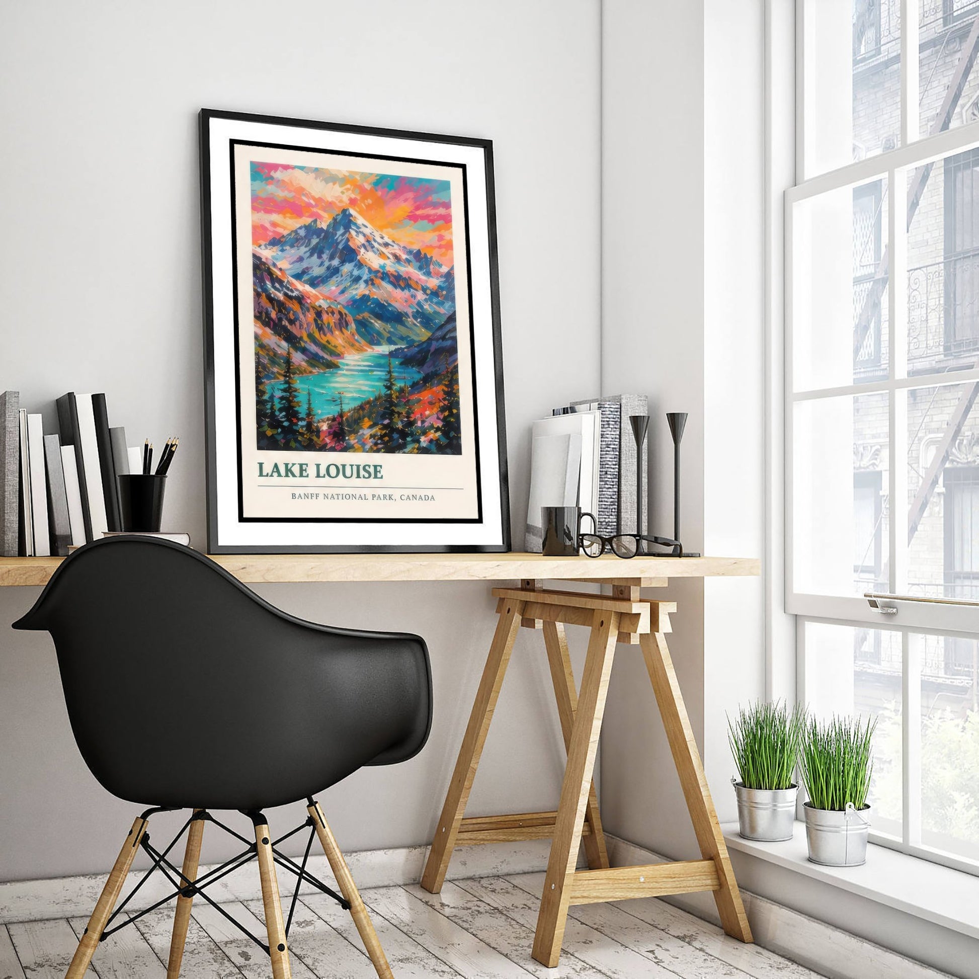Lake Louise Banff Travel Poster - Art Print - Vibrant Mountain Illustration - Canada Wall Art 2/3