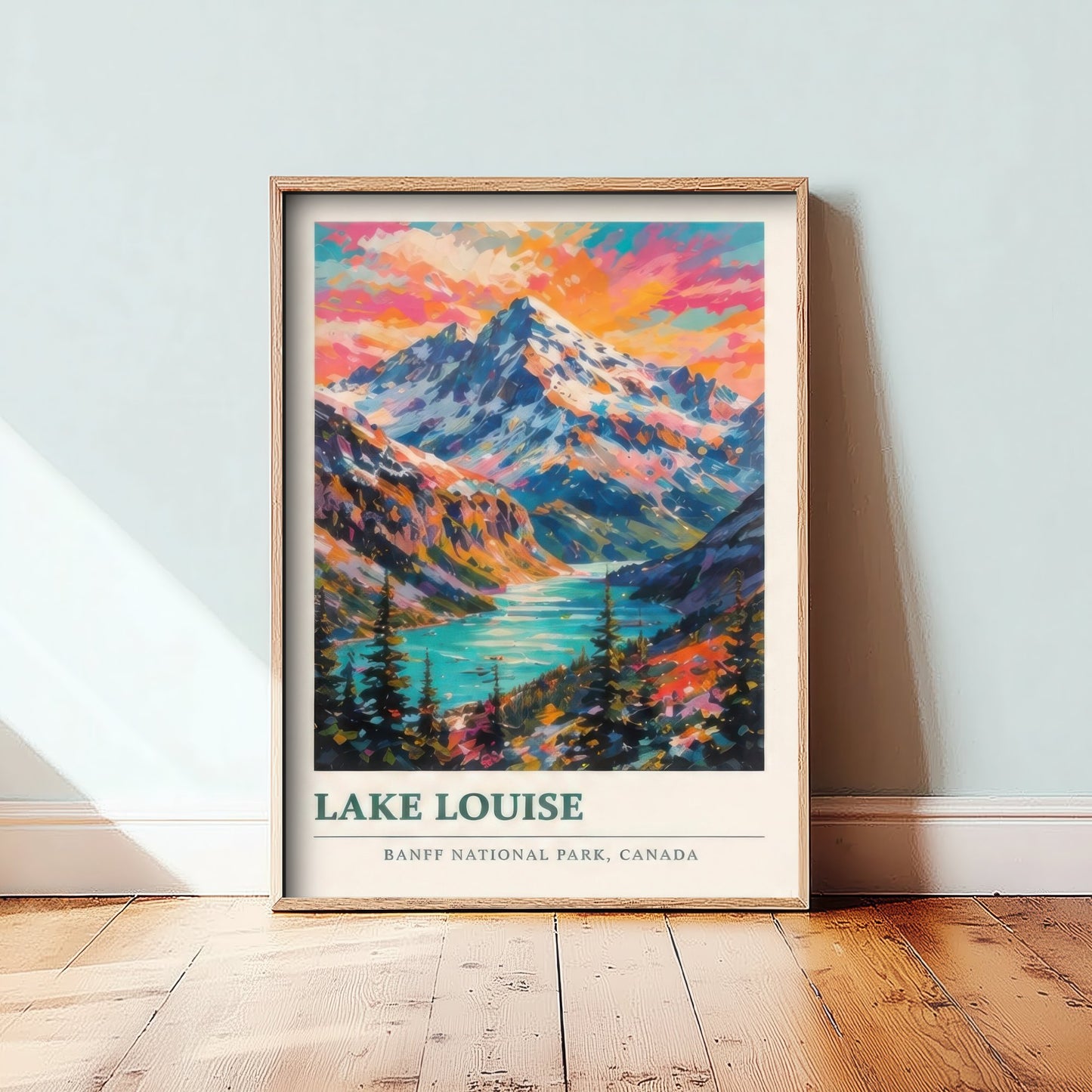Lake Louise Banff Travel Poster - Art Print - Vibrant Mountain Illustration - Canada Wall Art 2/3