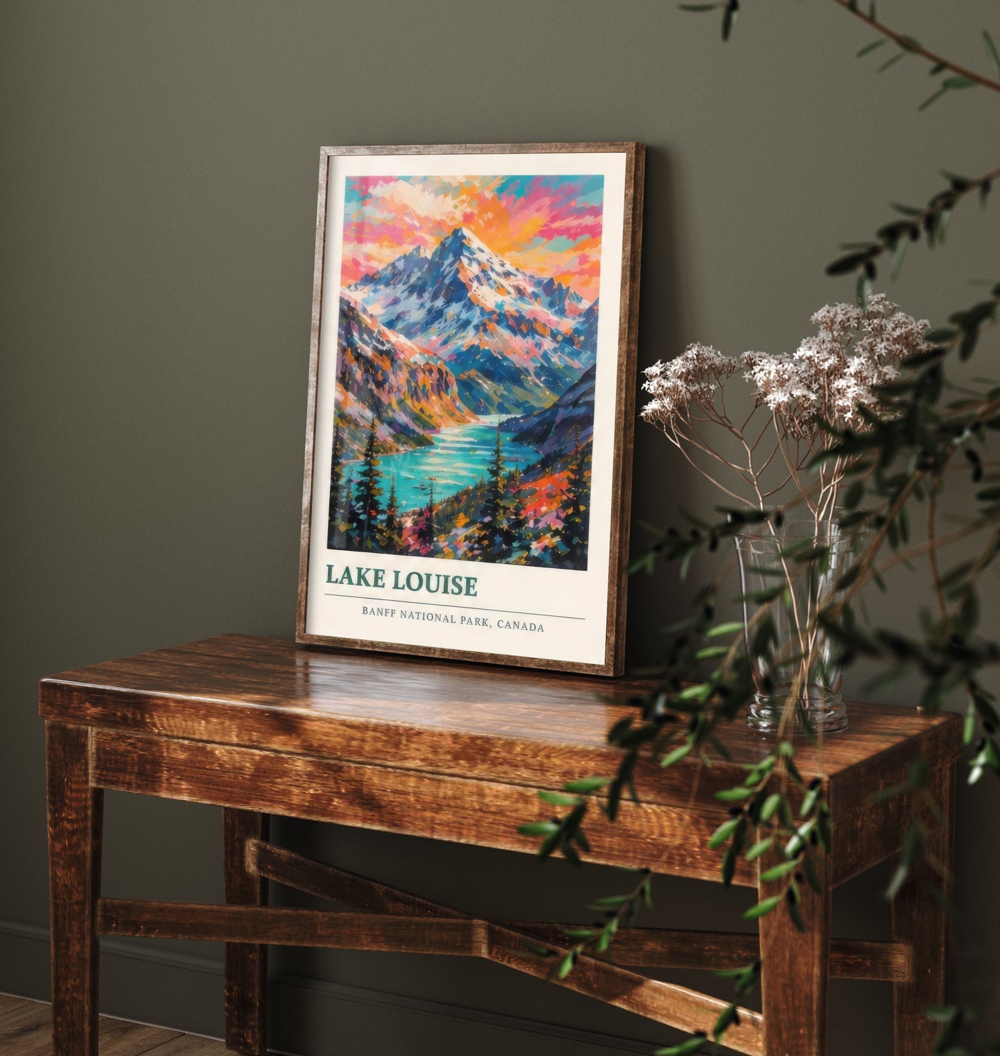 Lake Louise Banff Travel Poster - Art Print - Vibrant Mountain Illustration - Canada Wall Art 2/3