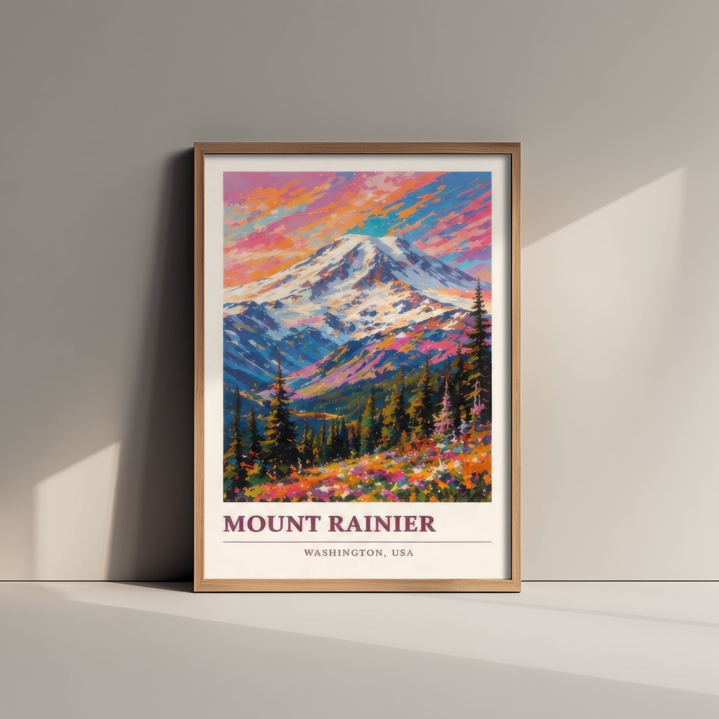 Mount Rainier Washington Travel Poster - Art Print - Vibrant Mountain Illustration - USA Wall Art 3/3