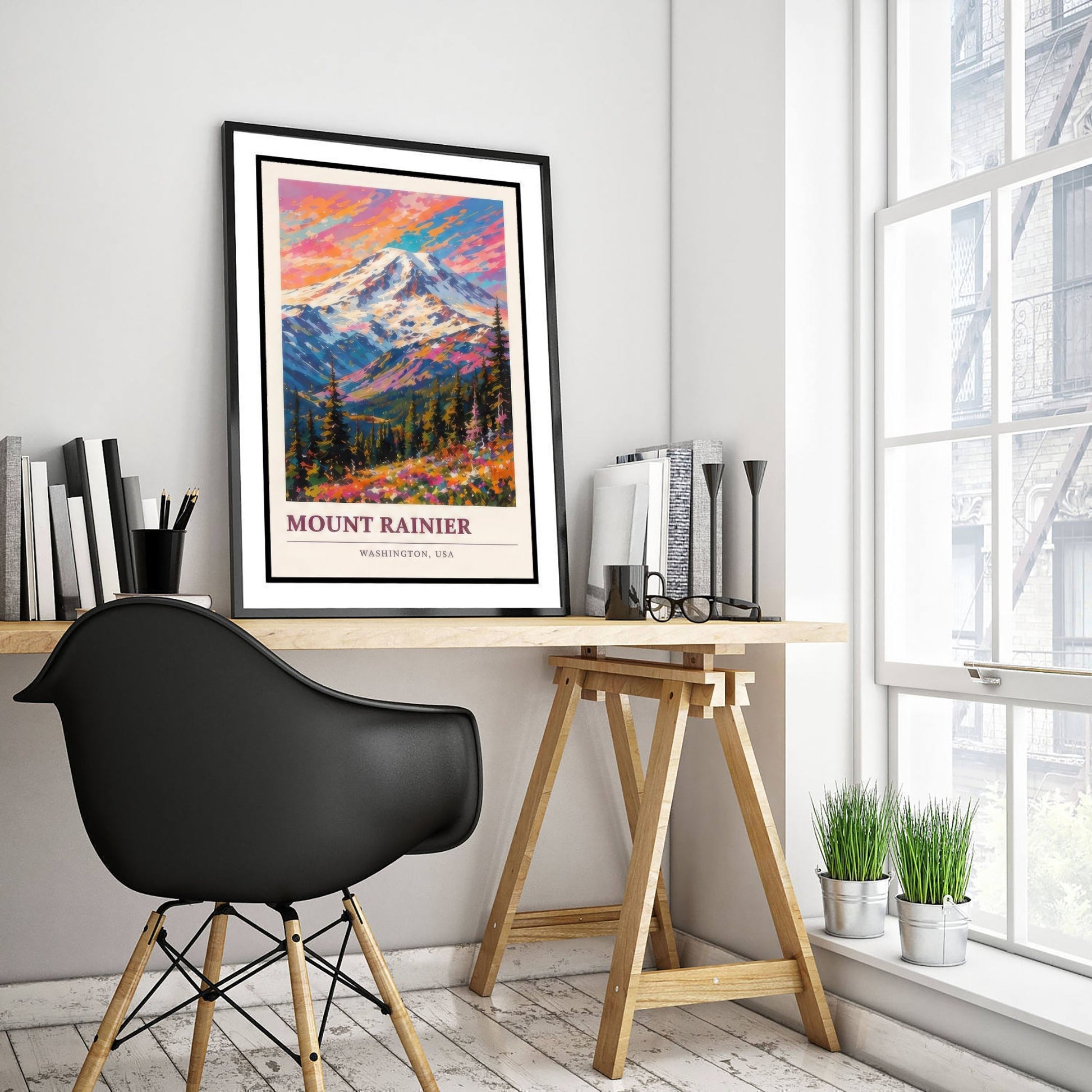 Mount Rainier Washington Travel Poster - Art Print - Vibrant Mountain Illustration - USA Wall Art 3/3