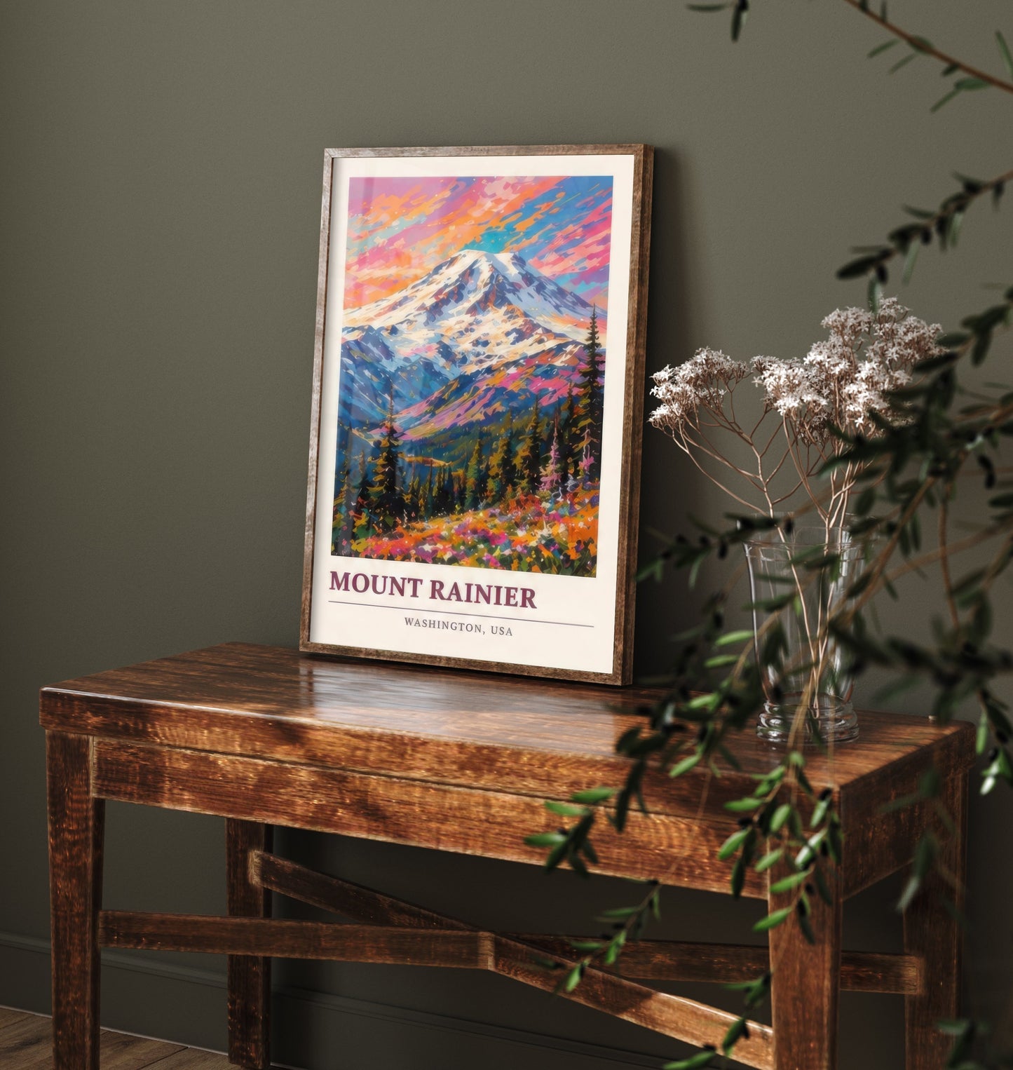 Mount Rainier Washington Travel Poster - Art Print - Vibrant Mountain Illustration - USA Wall Art 3/3