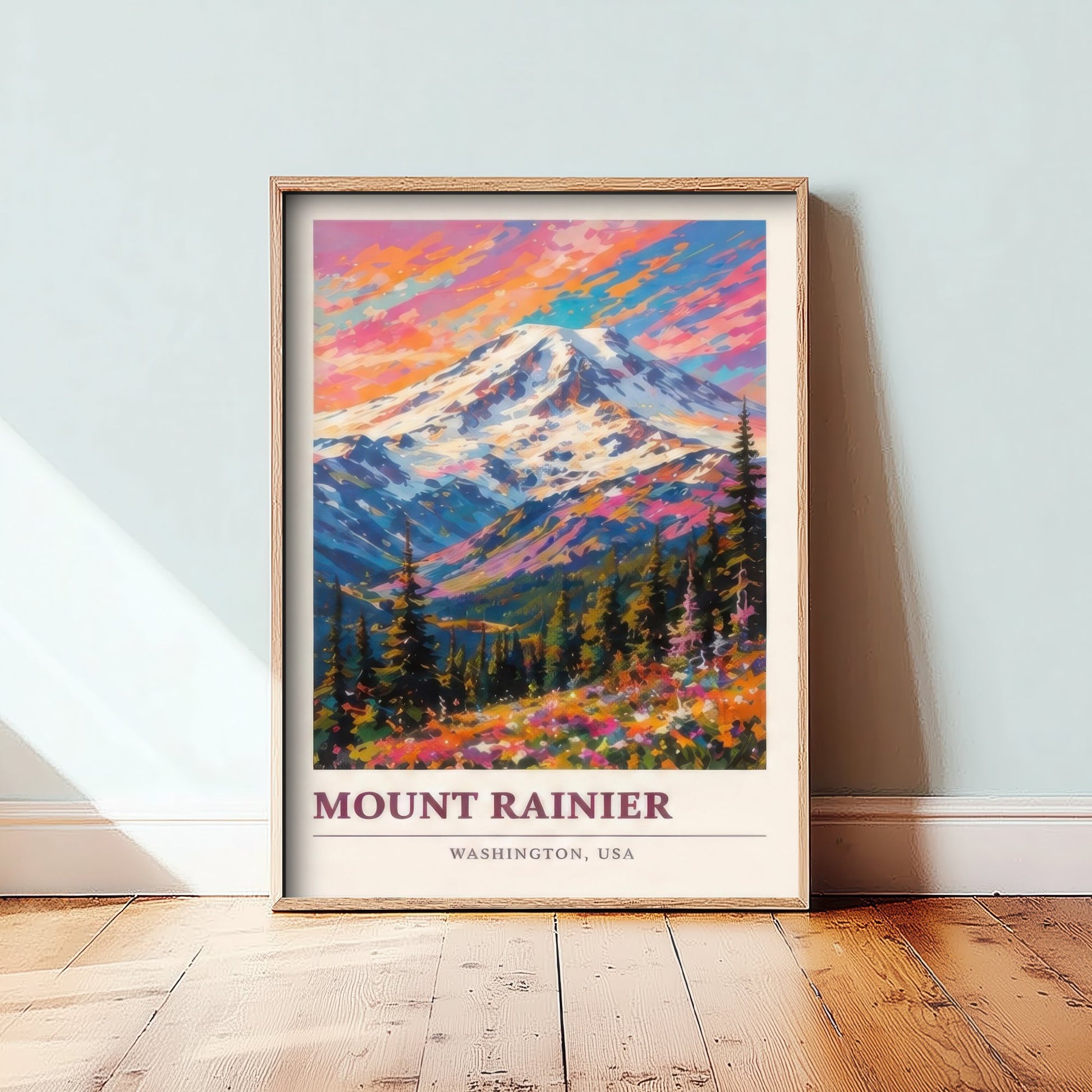 Mount Rainier Washington Travel Poster - Art Print - Vibrant Mountain Illustration - USA Wall Art 3/3