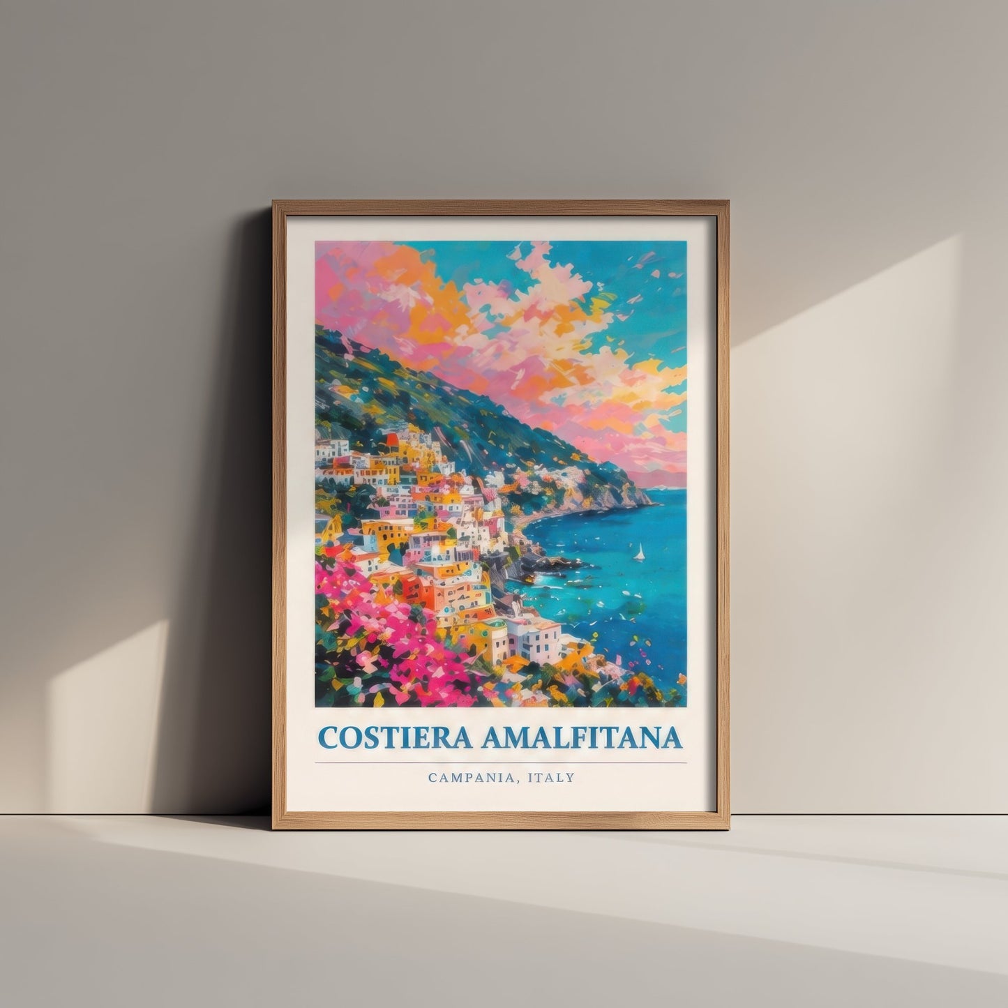 Amalfi Coast Italy Travel Poster - Art Print - Vibrant Coastal Illustration - Campania Wall Art 2/3