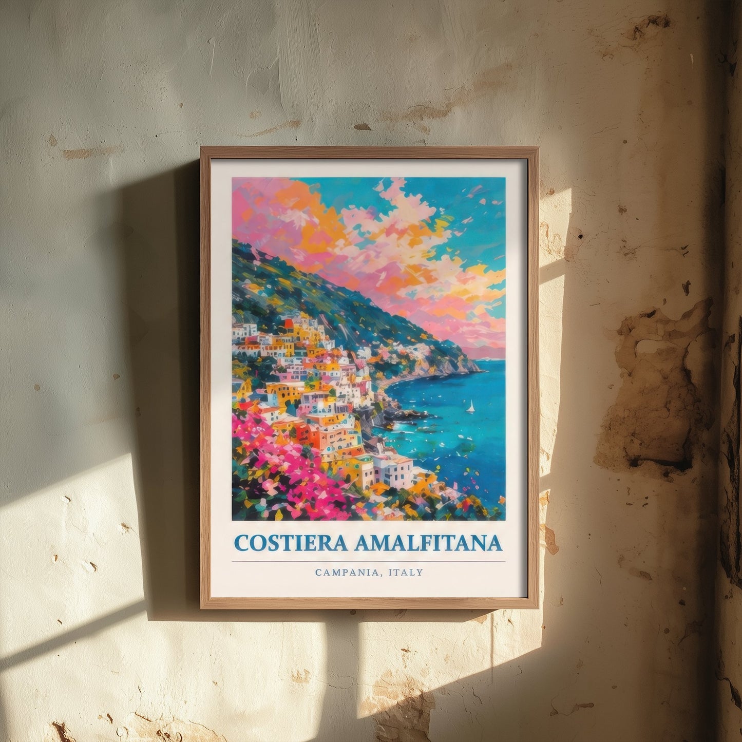 Amalfi Coast Italy Travel Poster - Art Print - Vibrant Coastal Illustration - Campania Wall Art 2/3