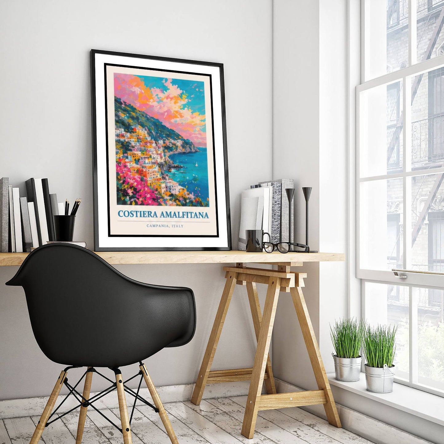 Amalfi Coast Italy Travel Poster - Art Print - Vibrant Coastal Illustration - Campania Wall Art 2/3