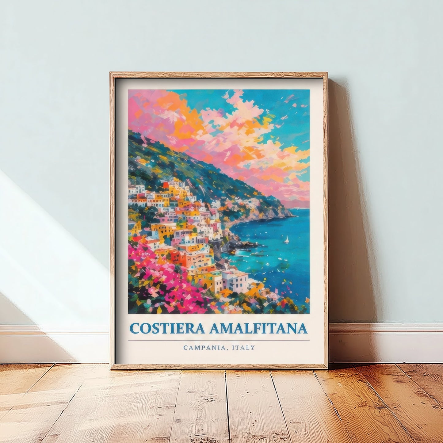 Amalfi Coast Italy Travel Poster - Art Print - Vibrant Coastal Illustration - Campania Wall Art 2/3
