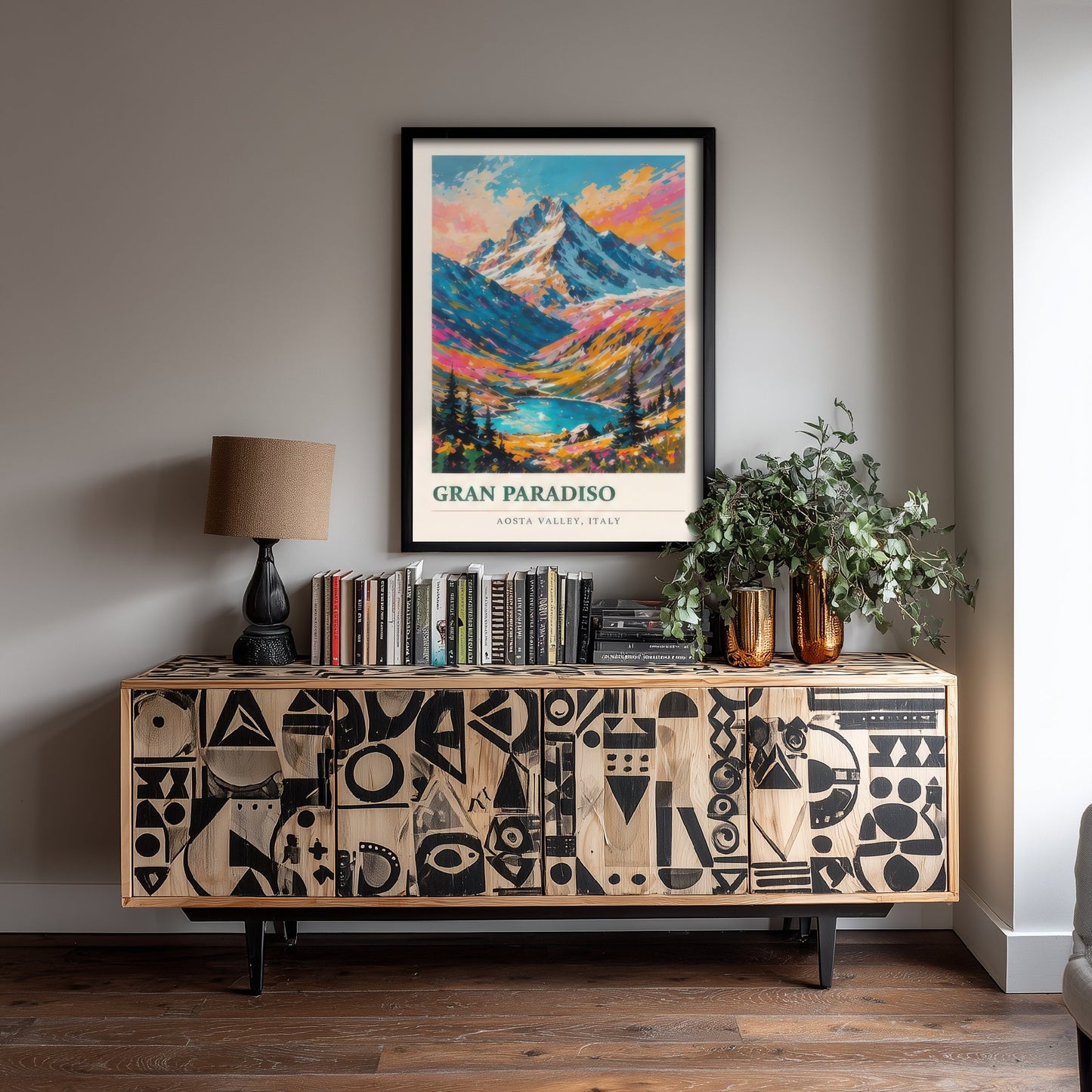 Gran Paradiso Italy Travel Poster - Art Print - Vibrant Mountain Illustration - Aosta Valley Wall Art 3/3