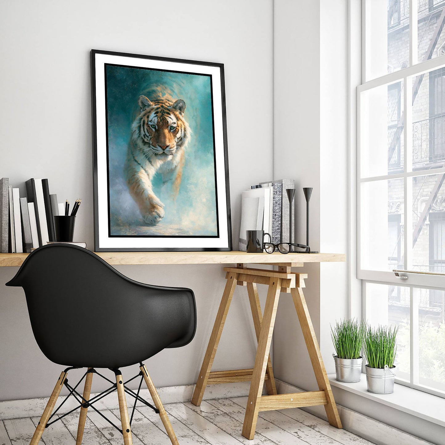 Tiger Art Print - Big Cat Oil Painting - Wildlife Portrait Poster