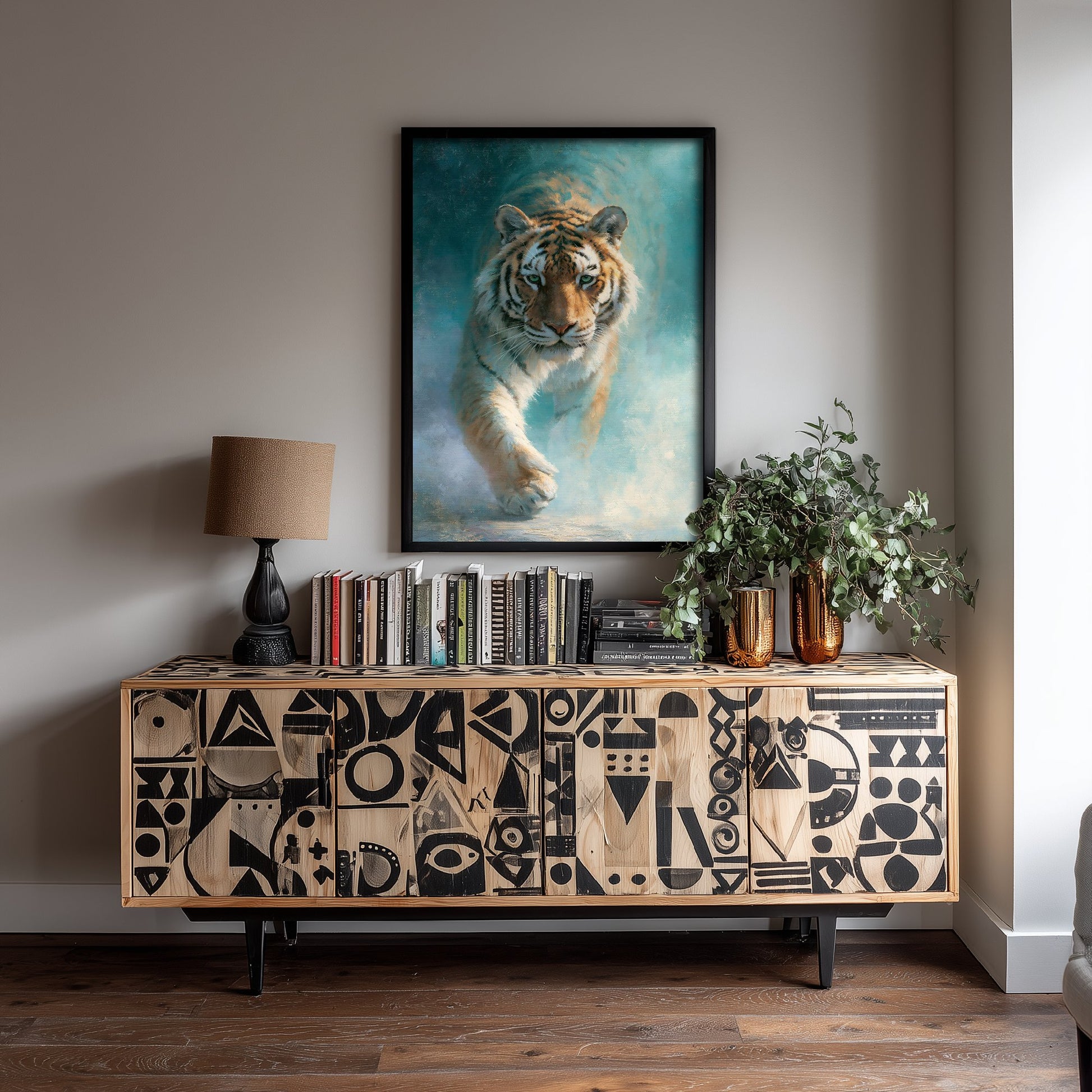Tiger Art Print - Big Cat Oil Painting - Wildlife Portrait Poster