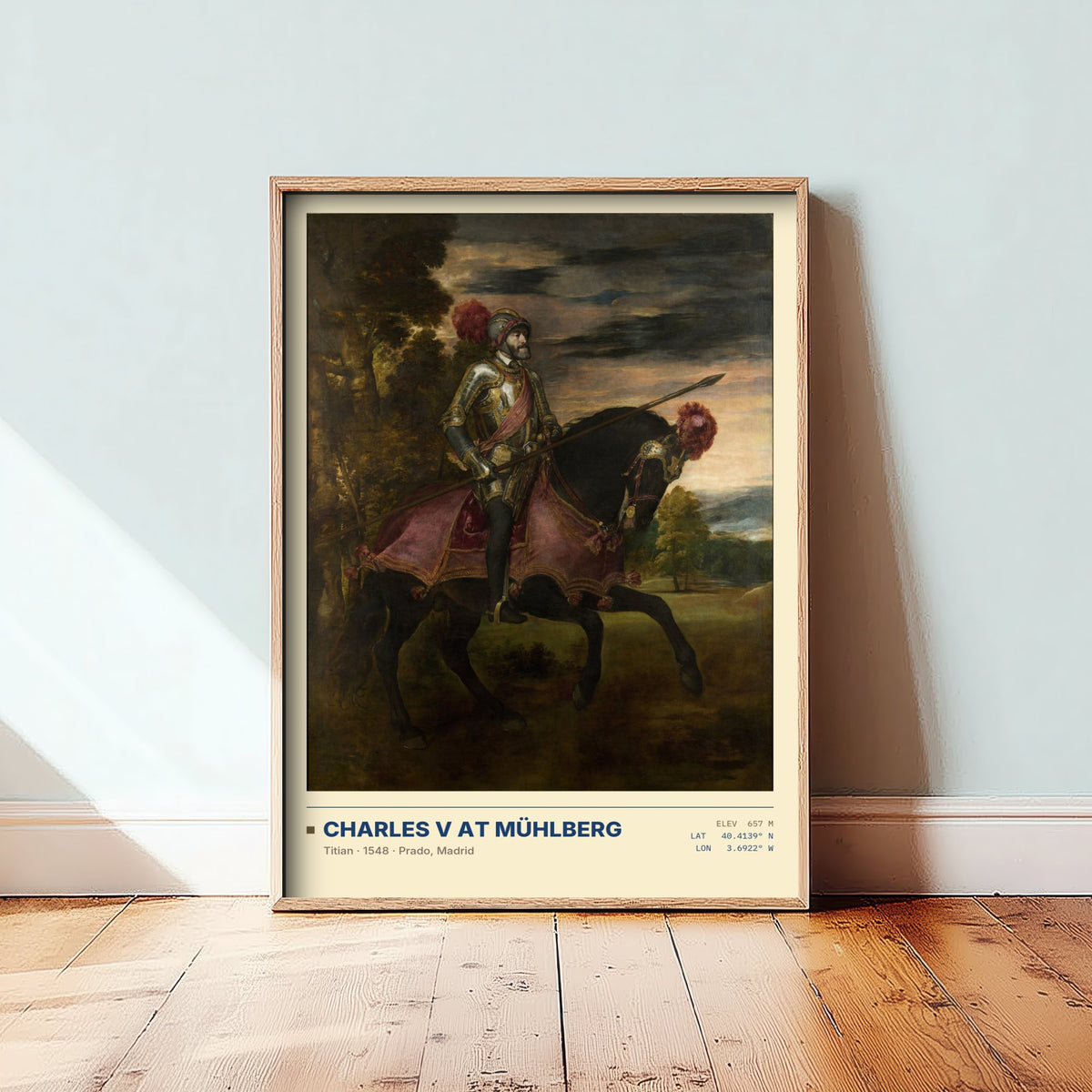 Charles V at Muhlberg by Titian Art Print - 1548 Italian Renaissance Classic Painting Poster - Equestrian Portrait Prado Gallery Surveymono
