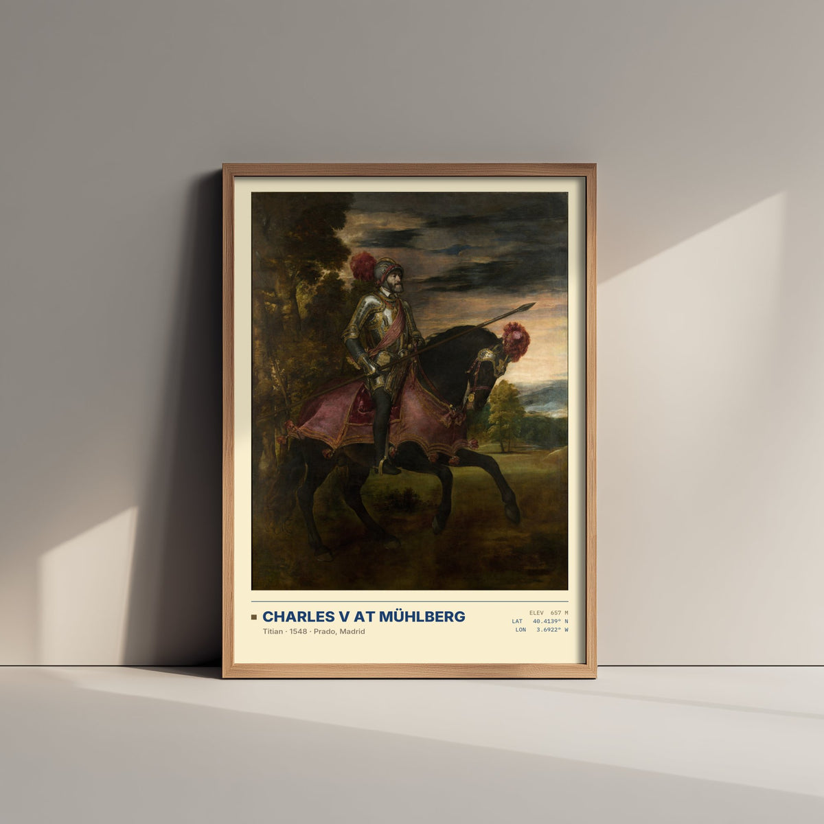 Charles V at Muhlberg by Titian Art Print - 1548 Italian Renaissance Classic Painting Poster - Equestrian Portrait Prado Gallery Surveymono