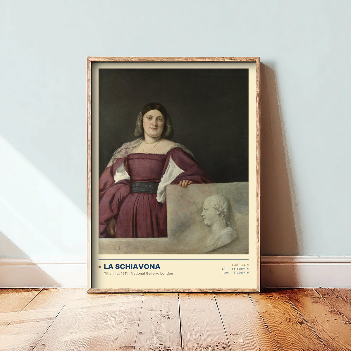 La Schiavona by Titian Art Print - 1511 Italian Renaissance Classic Painting Poster - Portrait of a Lady National Gallery Surveymono