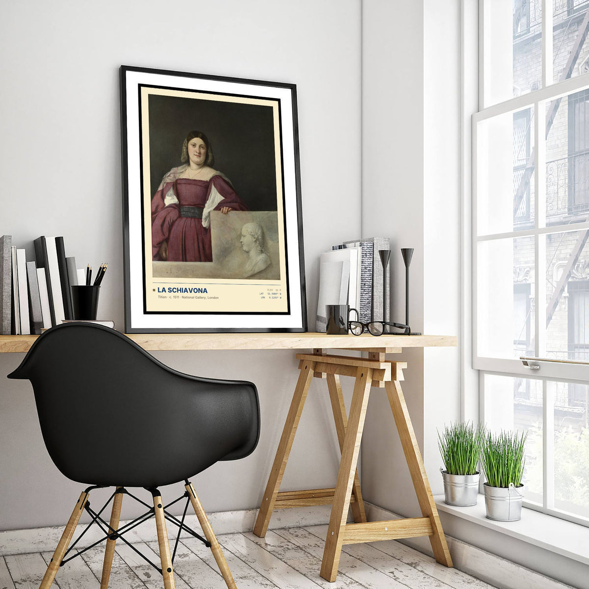 La Schiavona by Titian Art Print - 1511 Italian Renaissance Classic Painting Poster - Portrait of a Lady National Gallery Surveymono