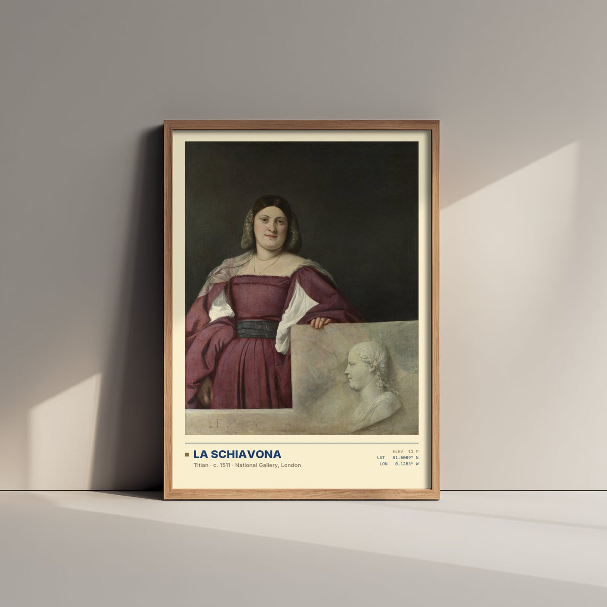 La Schiavona by Titian Art Print - 1511 Italian Renaissance Classic Painting Poster - Portrait of a Lady National Gallery Surveymono