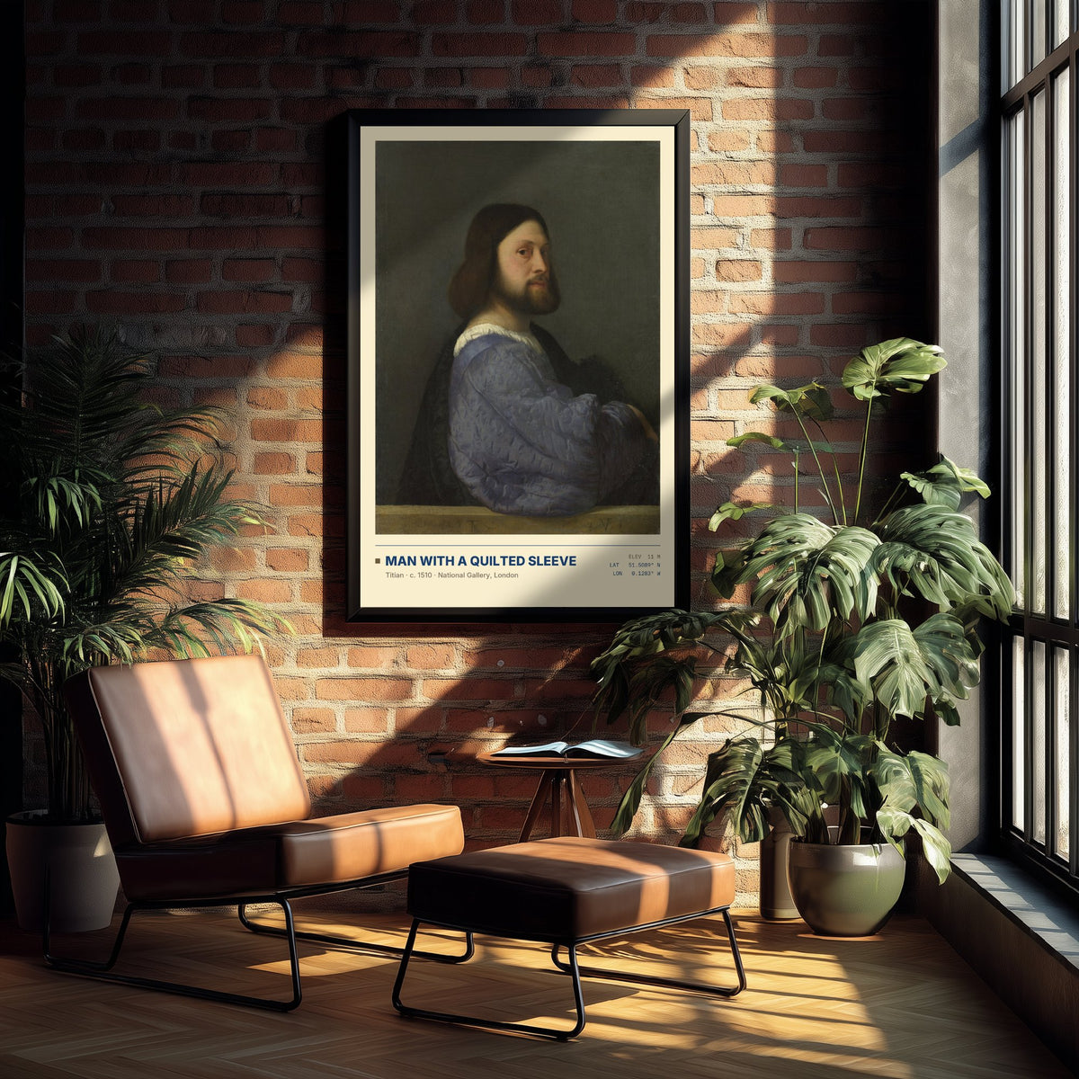 Man with a Quilted Sleeve by Titian Art Print - 1510 Italian Renaissance Classic Painting Poster - Blue Sleeve National Gallery Surveymono
