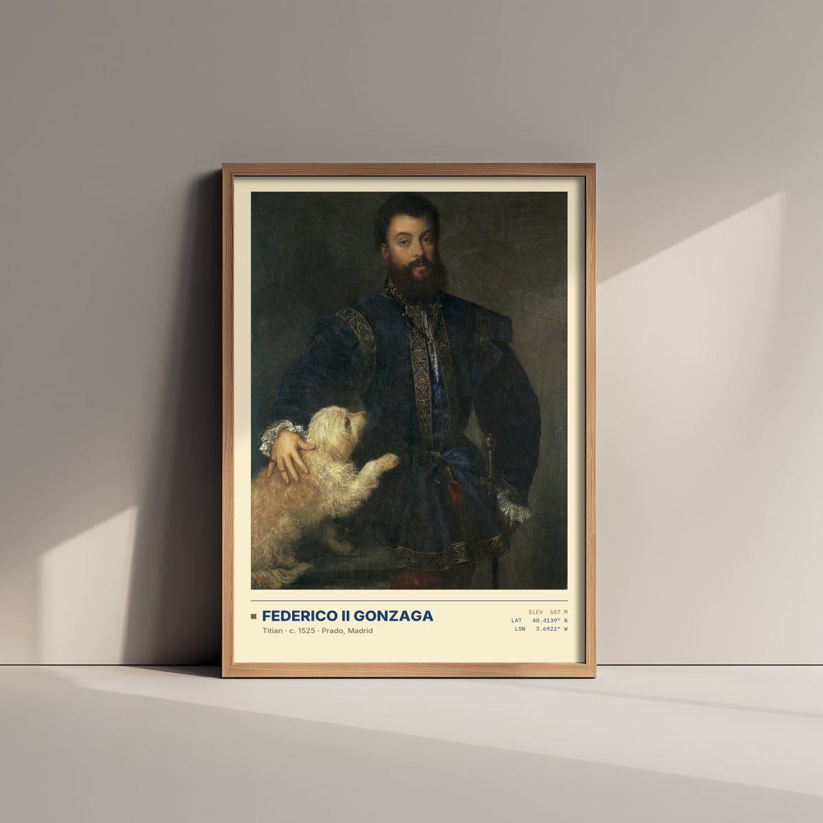 Federico II Gonzaga by Titian Art Print - 1525 Italian Renaissance Classic Painting Poster - Man with a Dog Prado Gallery Surveymono