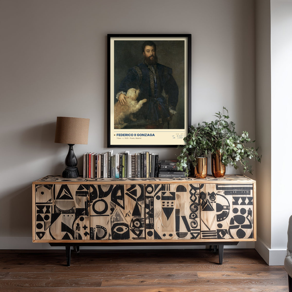 Federico II Gonzaga by Titian Art Print - 1525 Italian Renaissance Classic Painting Poster - Man with a Dog Prado Gallery Surveymono