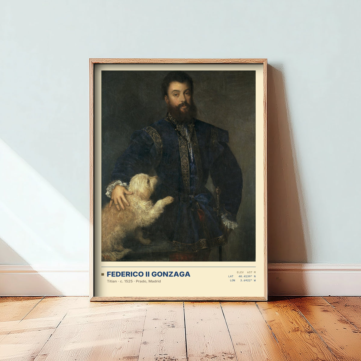 Federico II Gonzaga by Titian Art Print - 1525 Italian Renaissance Classic Painting Poster - Man with a Dog Prado Gallery Surveymono