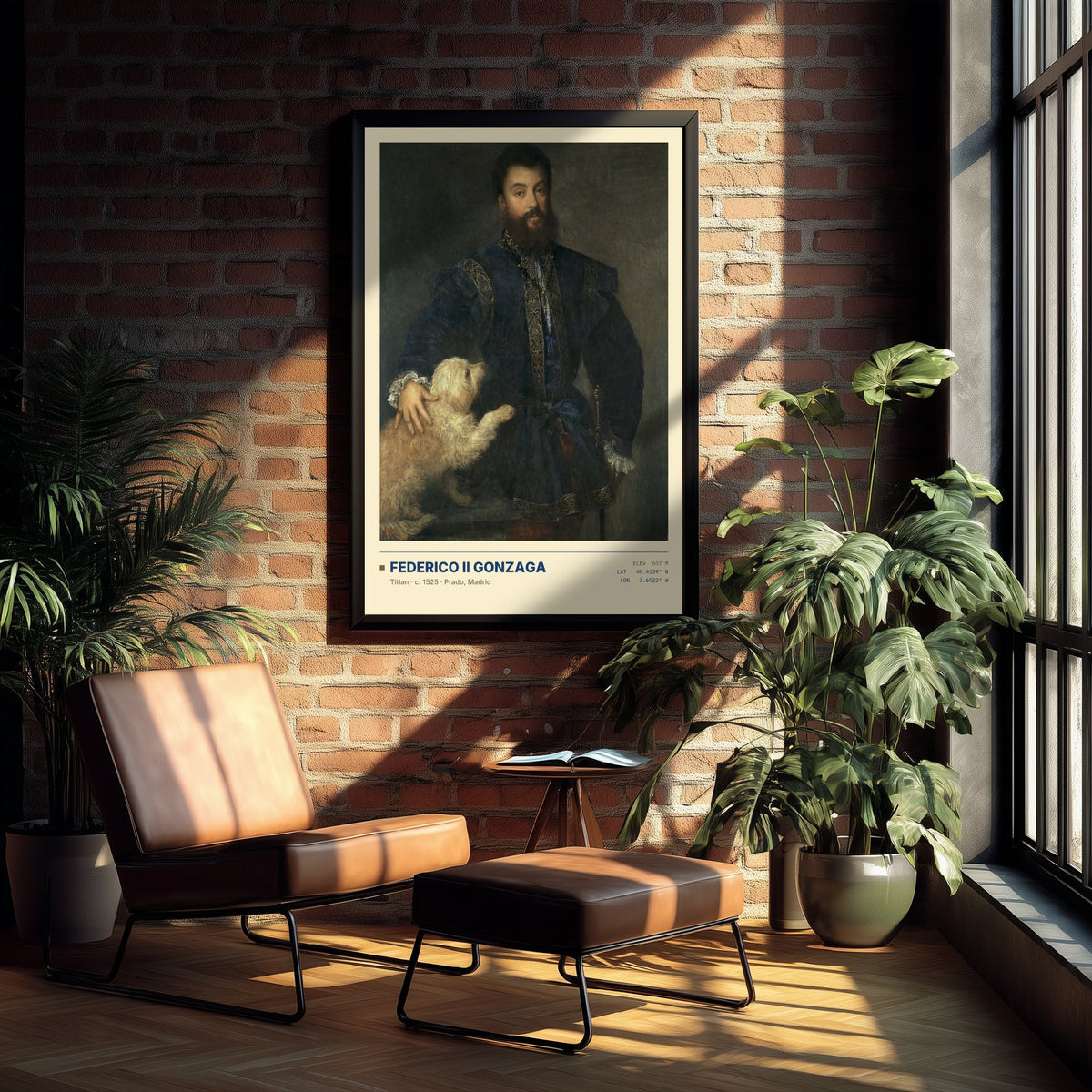 Federico II Gonzaga by Titian Art Print - 1525 Italian Renaissance Classic Painting Poster - Man with a Dog Prado Gallery Surveymono
