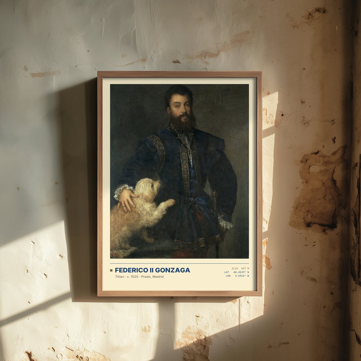 Federico II Gonzaga by Titian Art Print - 1525 Italian Renaissance Classic Painting Poster - Man with a Dog Prado Gallery Surveymono