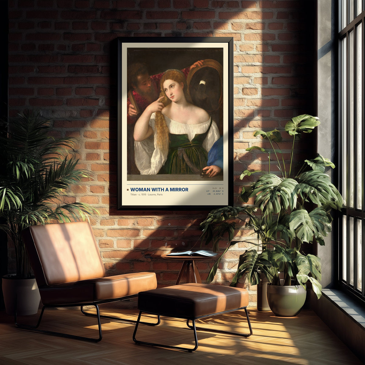 Woman with a Mirror by Titian Art Print - 1515 Italian Renaissance Classic Painting Poster - Louvre Paris Gallery Surveymono
