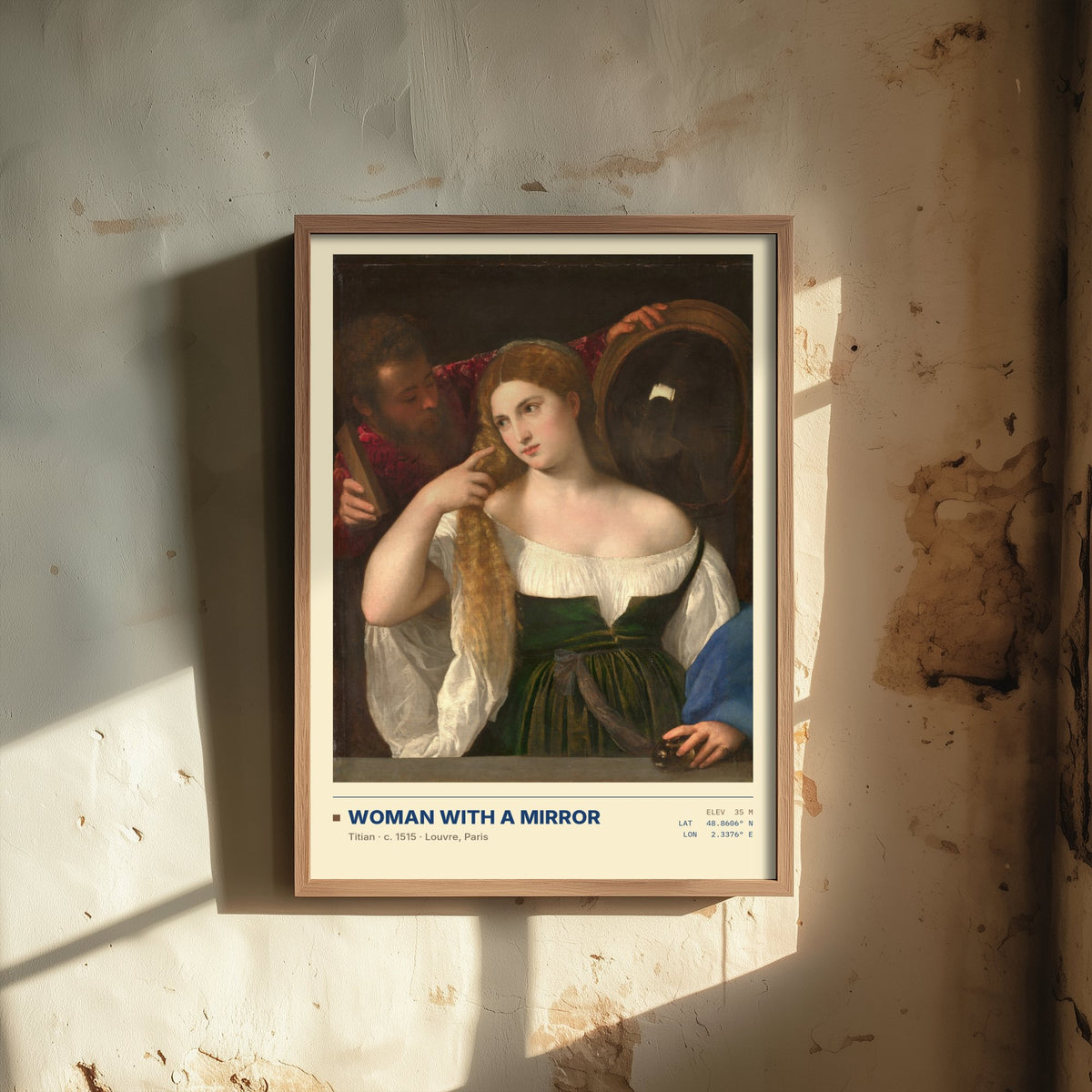 Woman with a Mirror by Titian Art Print - 1515 Italian Renaissance Classic Painting Poster - Louvre Paris Gallery Surveymono