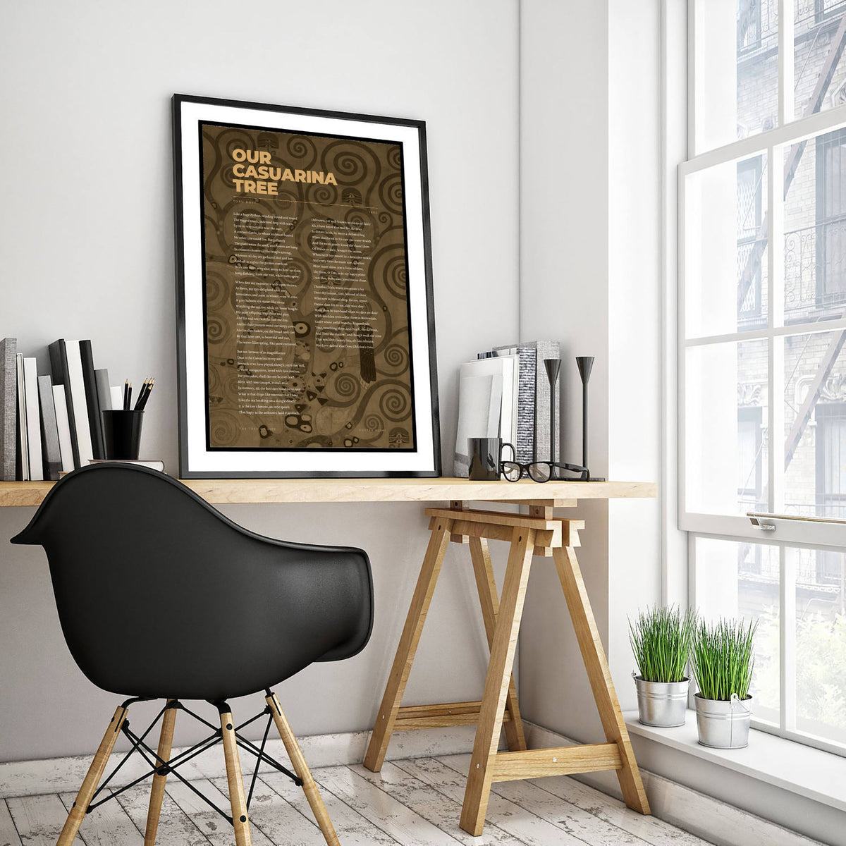 Our Casuarina Tree by Toru Dutt Art Print - Full Poem over Klimt Tree of Life Painting - Indian Poetry Poster