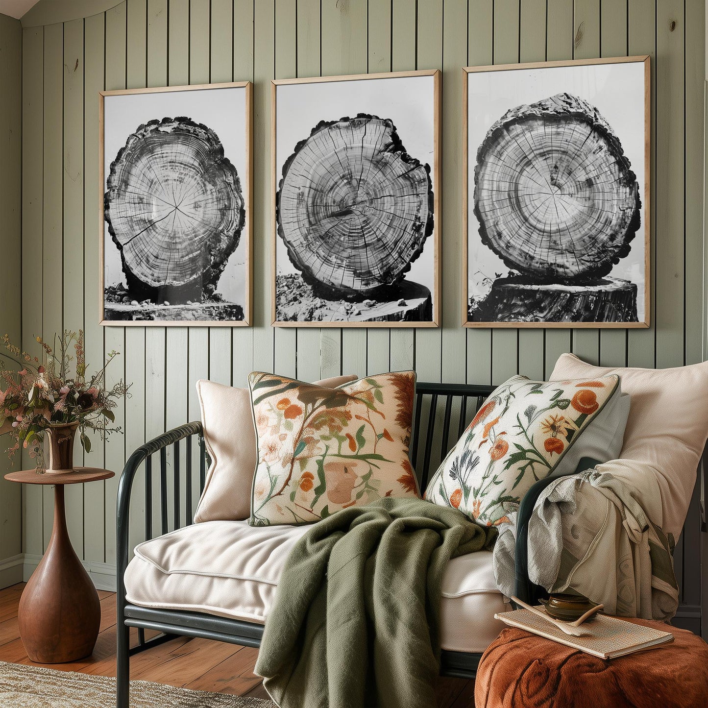 Rustic Tree Stump Rings Set of Three Art Prints Poster Photo Nature Decor