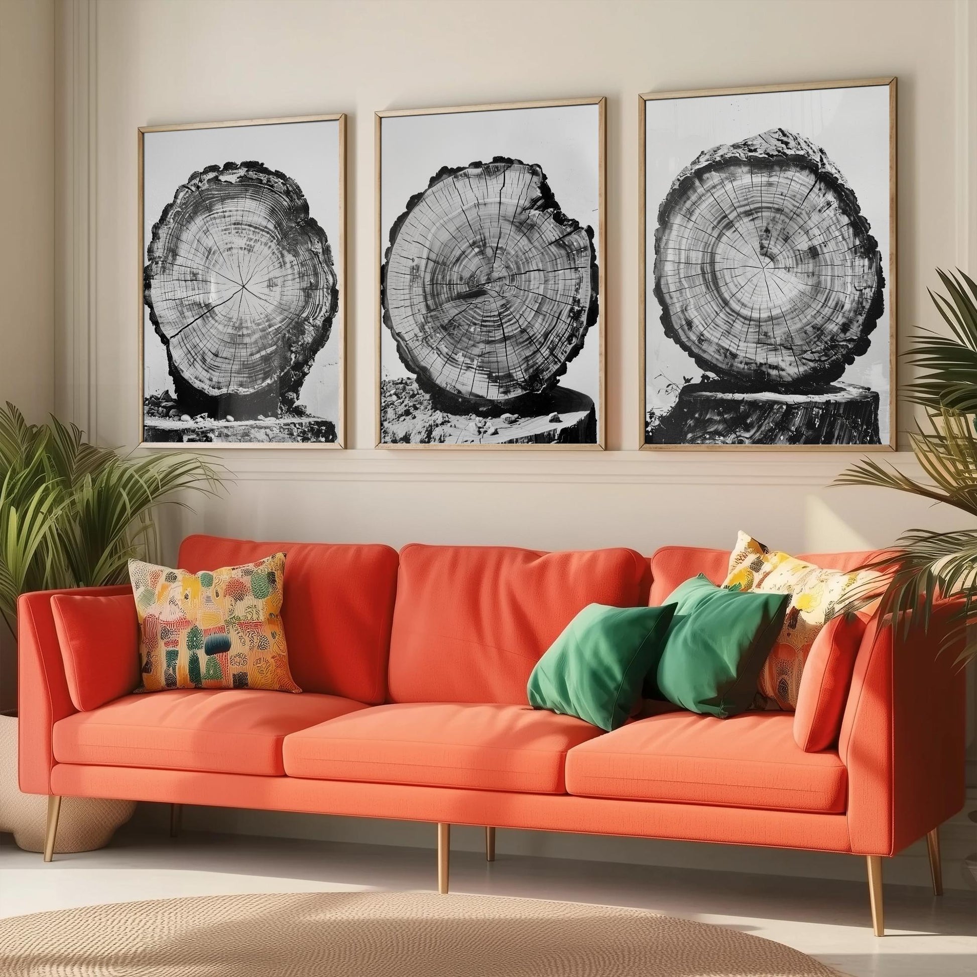 Rustic Tree Stump Rings Set of Three Art Prints Poster Photo Nature Decor