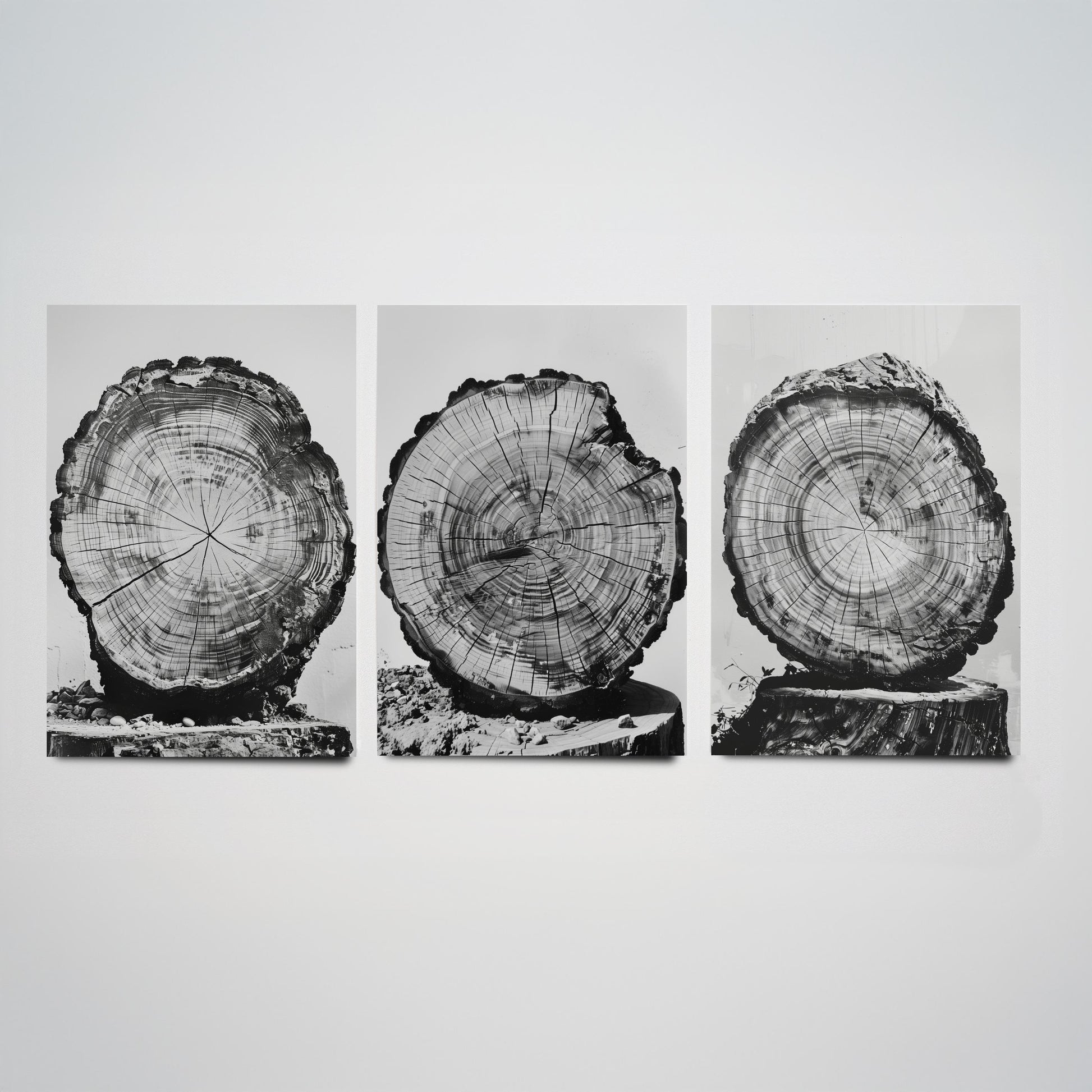 Rustic Tree Stump Rings Set of Three Art Prints Poster Photo Nature Decor