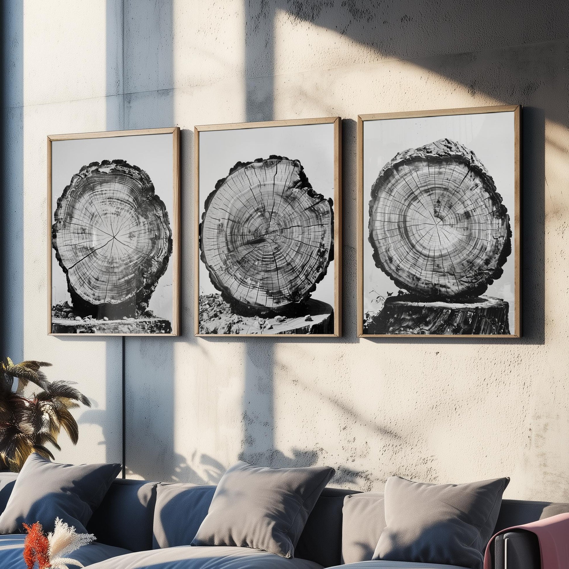 Rustic Tree Stump Rings Set of Three Art Prints Poster Photo Nature Decor