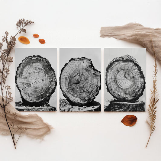 Rustic Tree Stump Rings Set of Three Art Prints Poster Photo Nature Decor