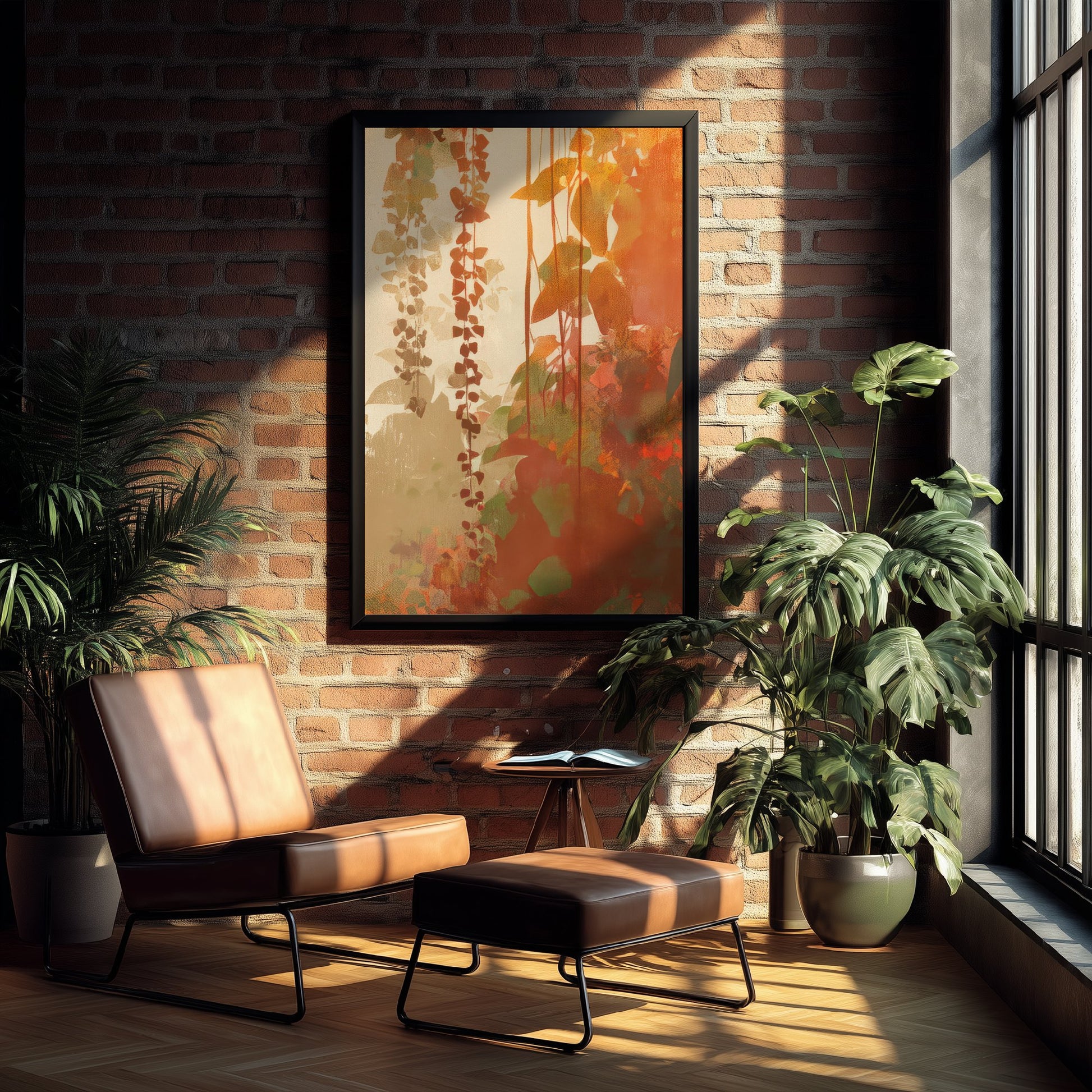 Tropical Jungle Leaves Art Print - Boho Foliage Poster - Abstract Botanical Illustration Wall Art V1 1/3