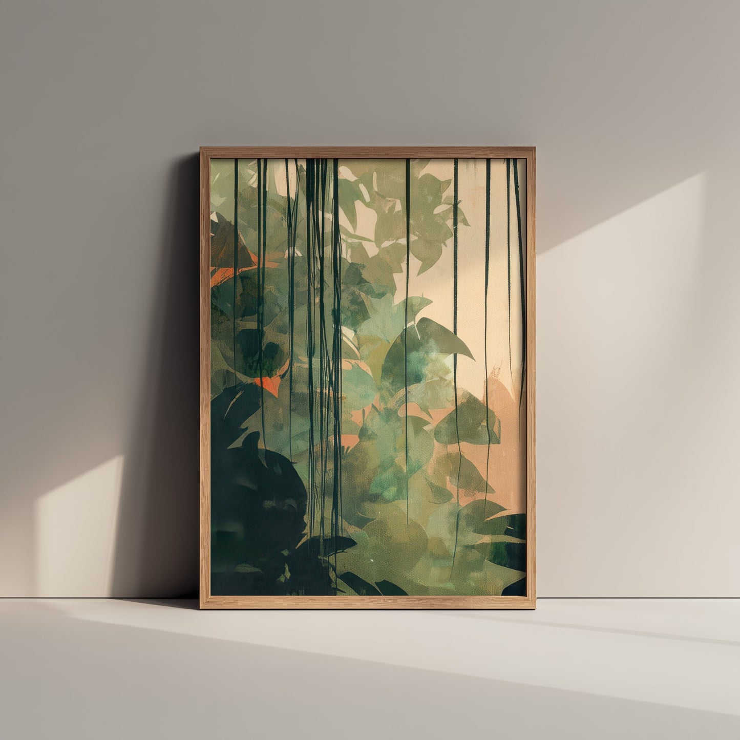 Tropical Jungle Foliage Art Print - Boho Leaf Poster - Abstract Botanical Illustration Wall Art V1 2/3