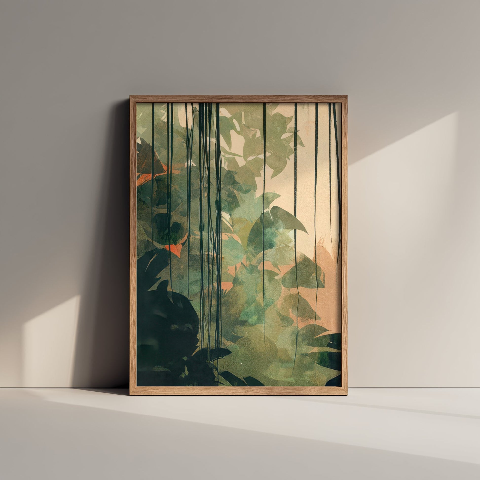 Tropical Jungle Foliage Art Print - Boho Leaf Poster - Abstract Botanical Illustration Wall Art V1 2/3