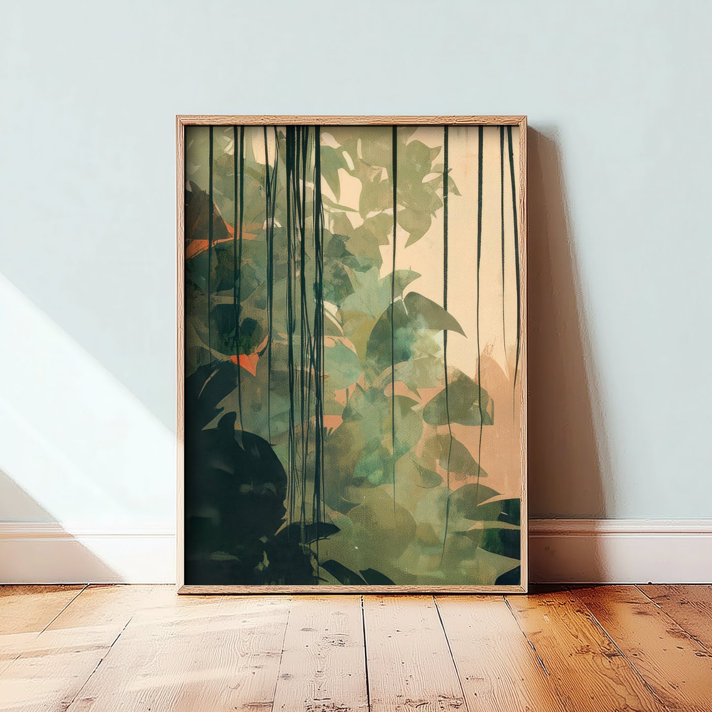 Tropical Jungle Foliage Art Print - Boho Leaf Poster - Abstract Botanical Illustration Wall Art V1 2/3