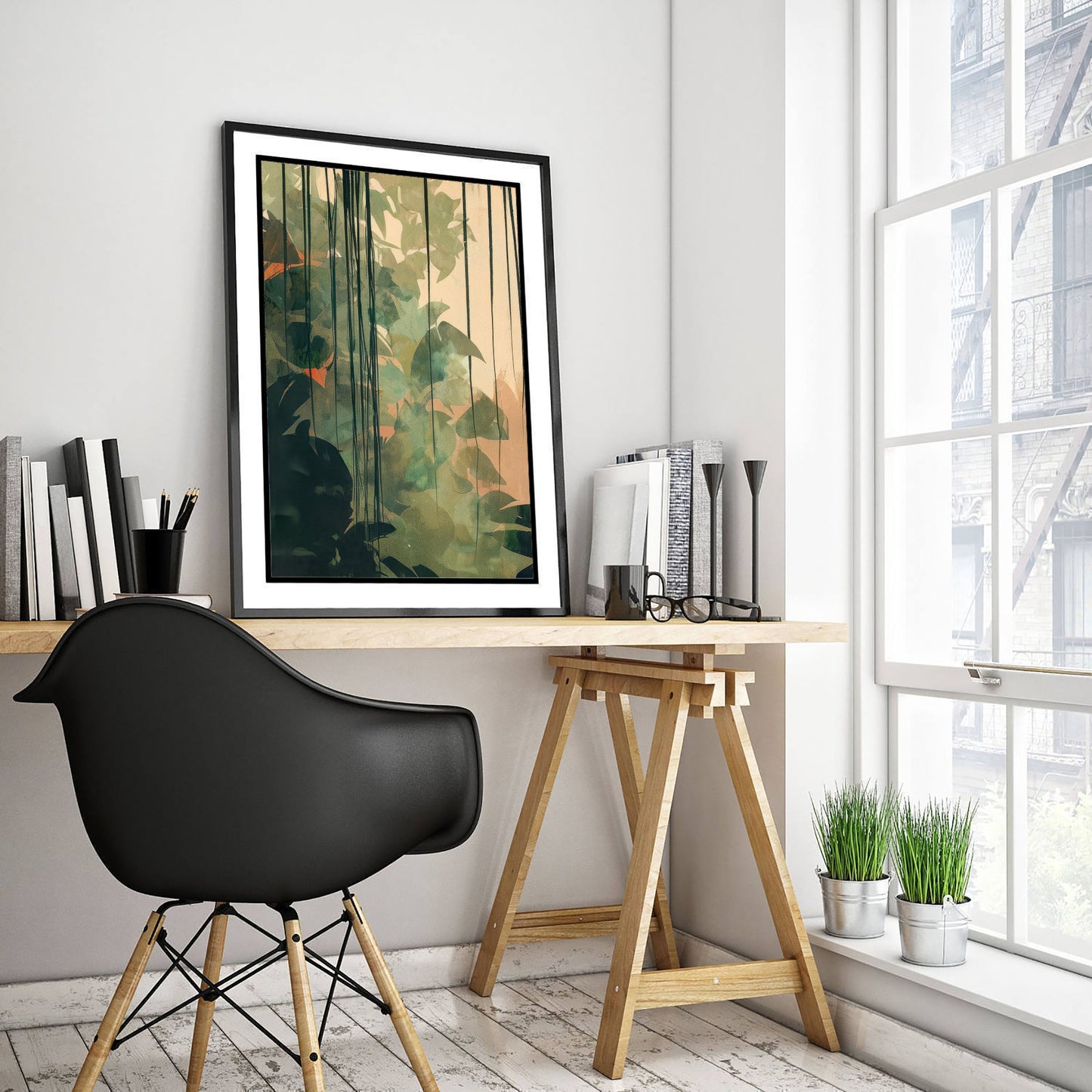 Tropical Jungle Foliage Art Print - Boho Leaf Poster - Abstract Botanical Illustration Wall Art V1 2/3