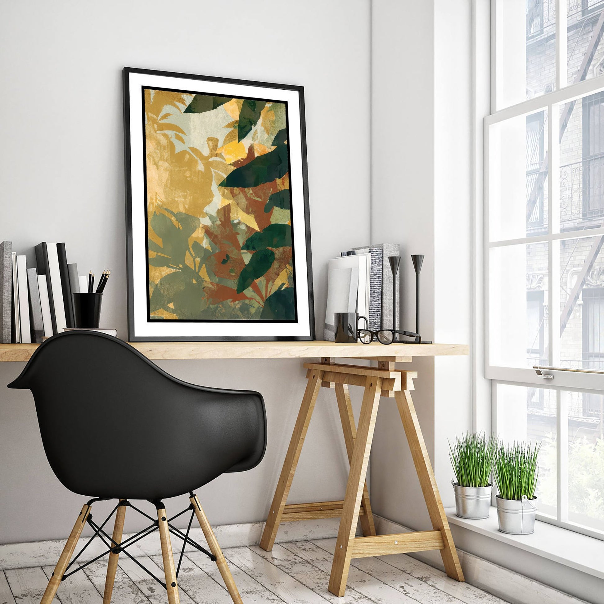 Tropical Jungle Leaf Art Print - Boho Foliage Poster - Abstract Botanical Illustration Wall Art V1 3/3