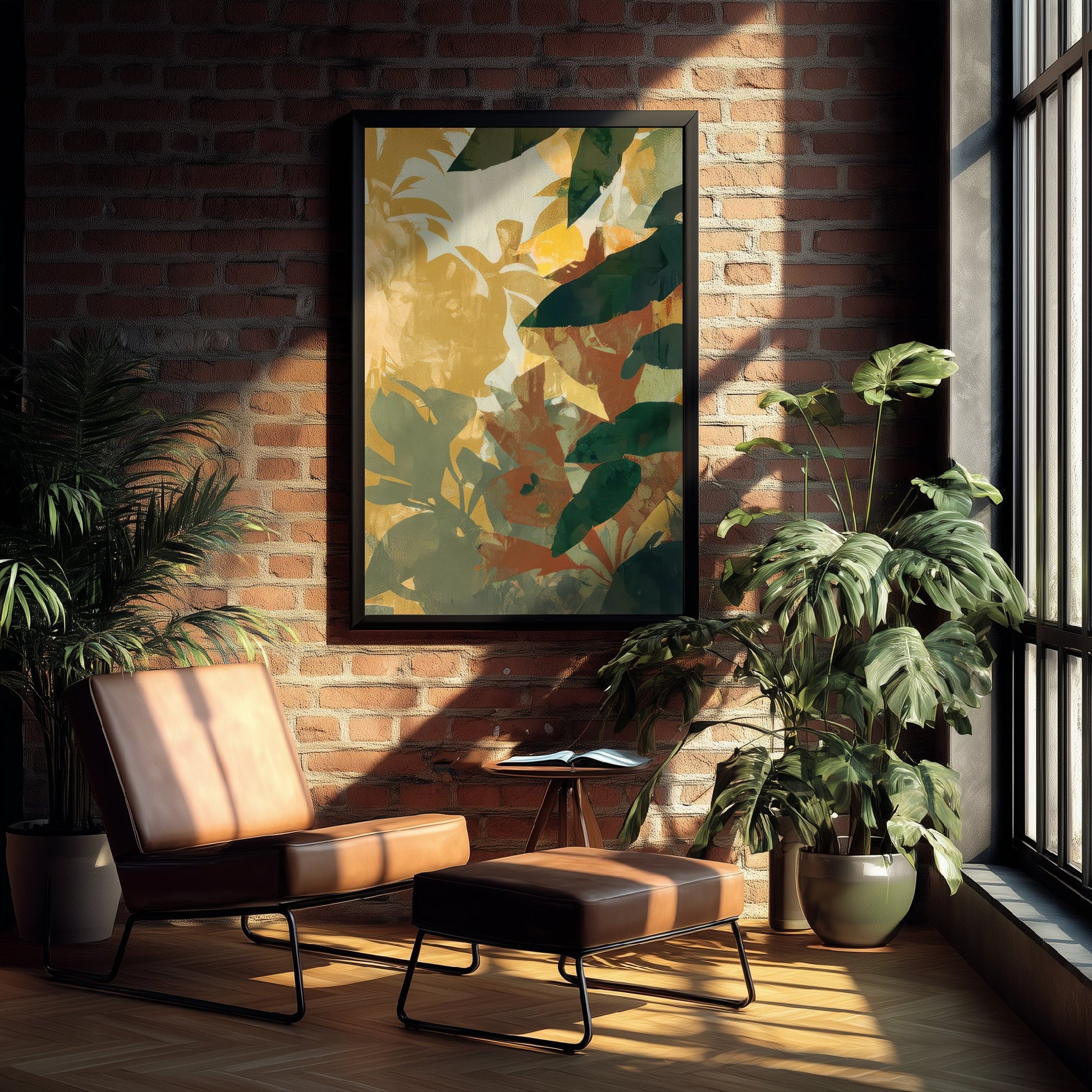 Tropical Jungle Leaf Art Print - Boho Foliage Poster - Abstract Botanical Illustration Wall Art V1 3/3