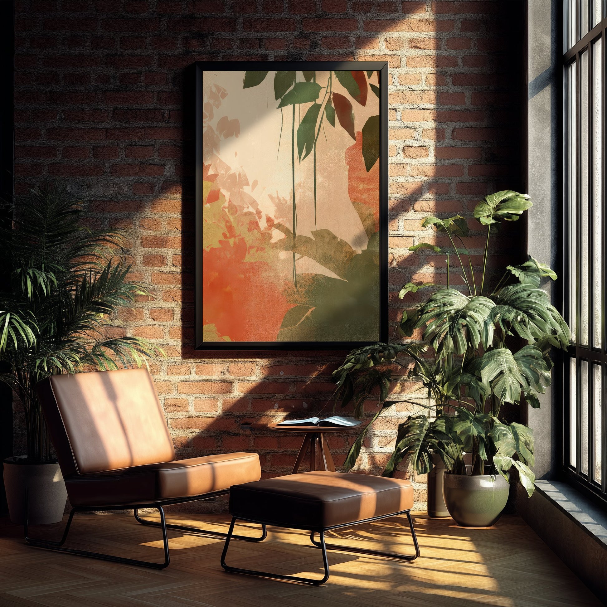 Tropical Jungle Leaves Art Print - Boho Foliage Poster - Abstract Botanical Illustration Wall Art V2 1/3