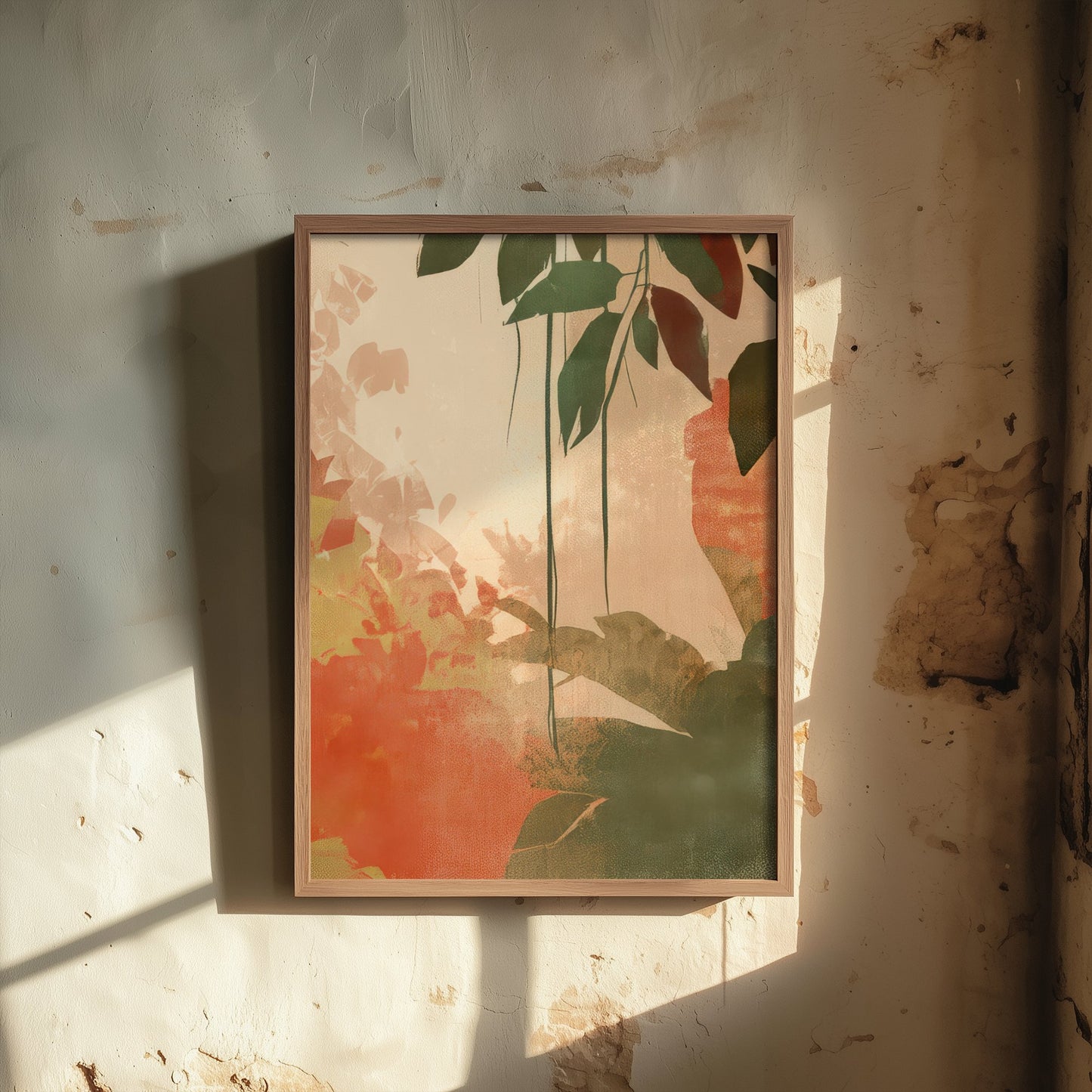 Tropical Jungle Leaves Art Print - Boho Foliage Poster - Abstract Botanical Illustration Wall Art V2 1/3