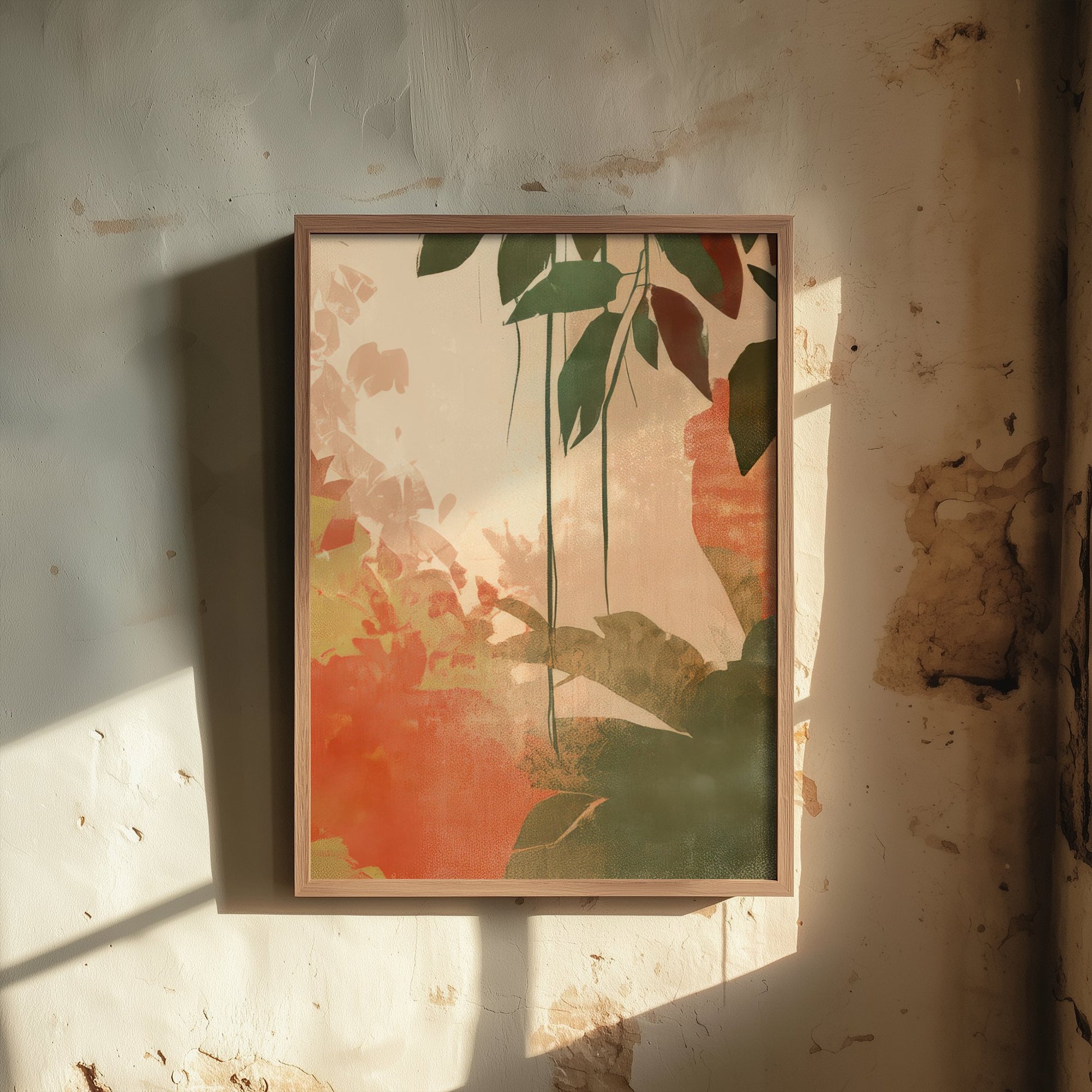 Tropical Jungle Leaves Art Print - Boho Foliage Poster - Abstract Botanical Illustration Wall Art V2 1/3