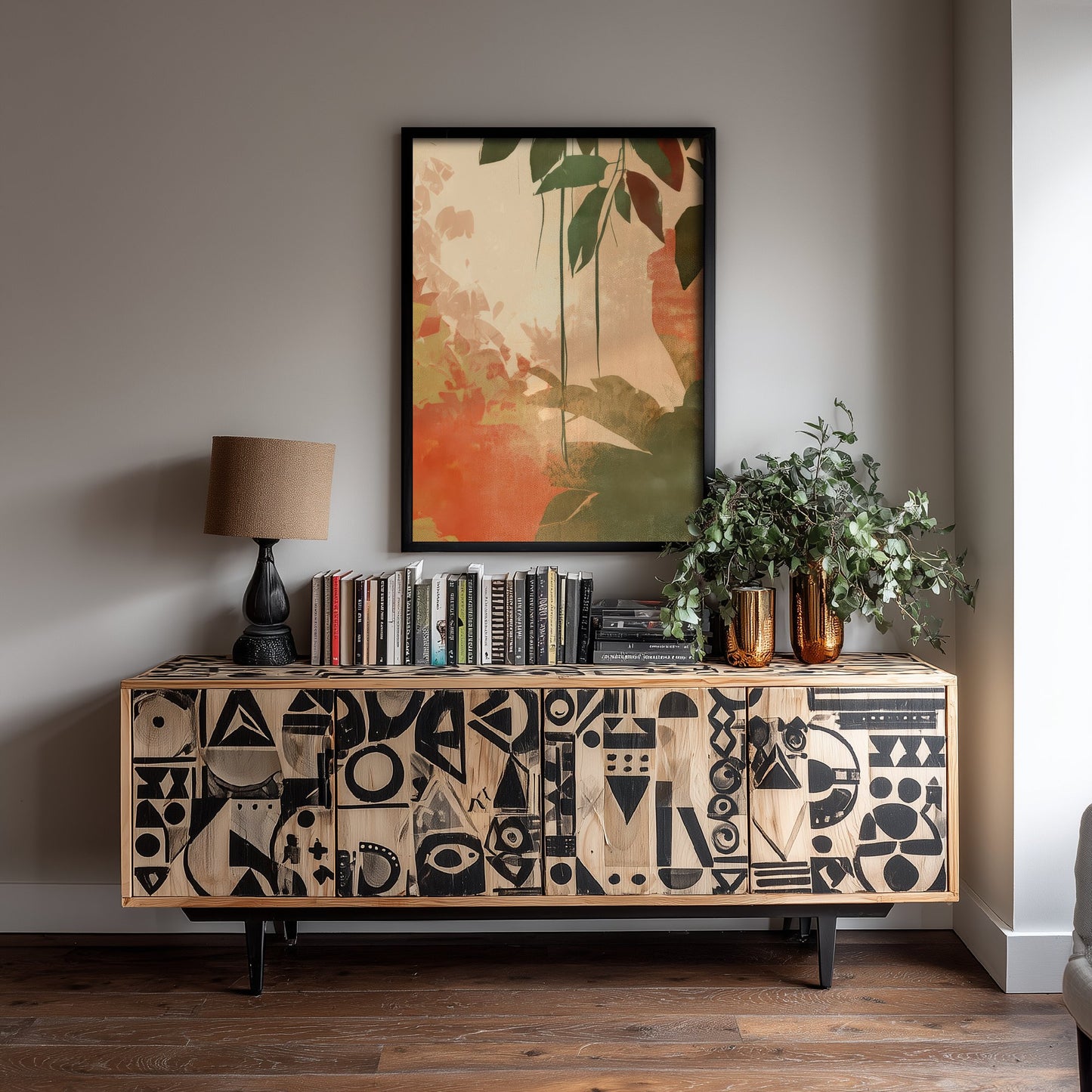 Tropical Jungle Leaves Art Print - Boho Foliage Poster - Abstract Botanical Illustration Wall Art V2 1/3